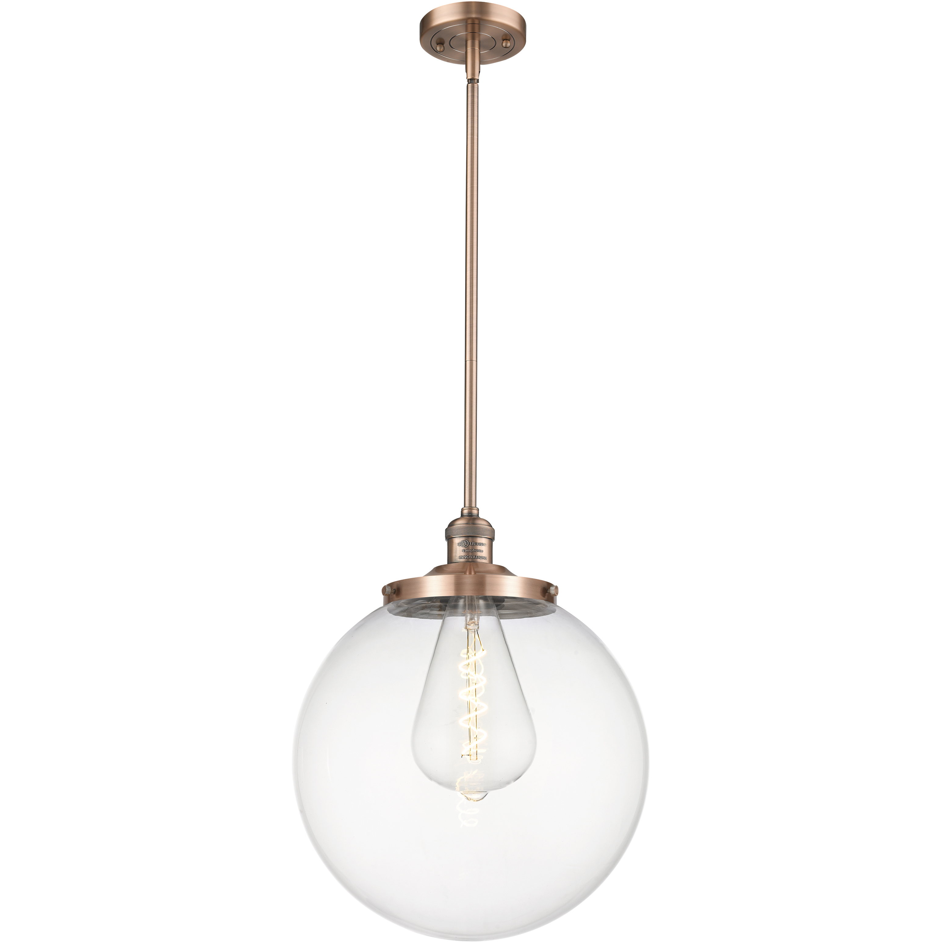 Franklin Restoration Beacon LED 14 inch Antique Copper Pendant Ceiling Light in Clear