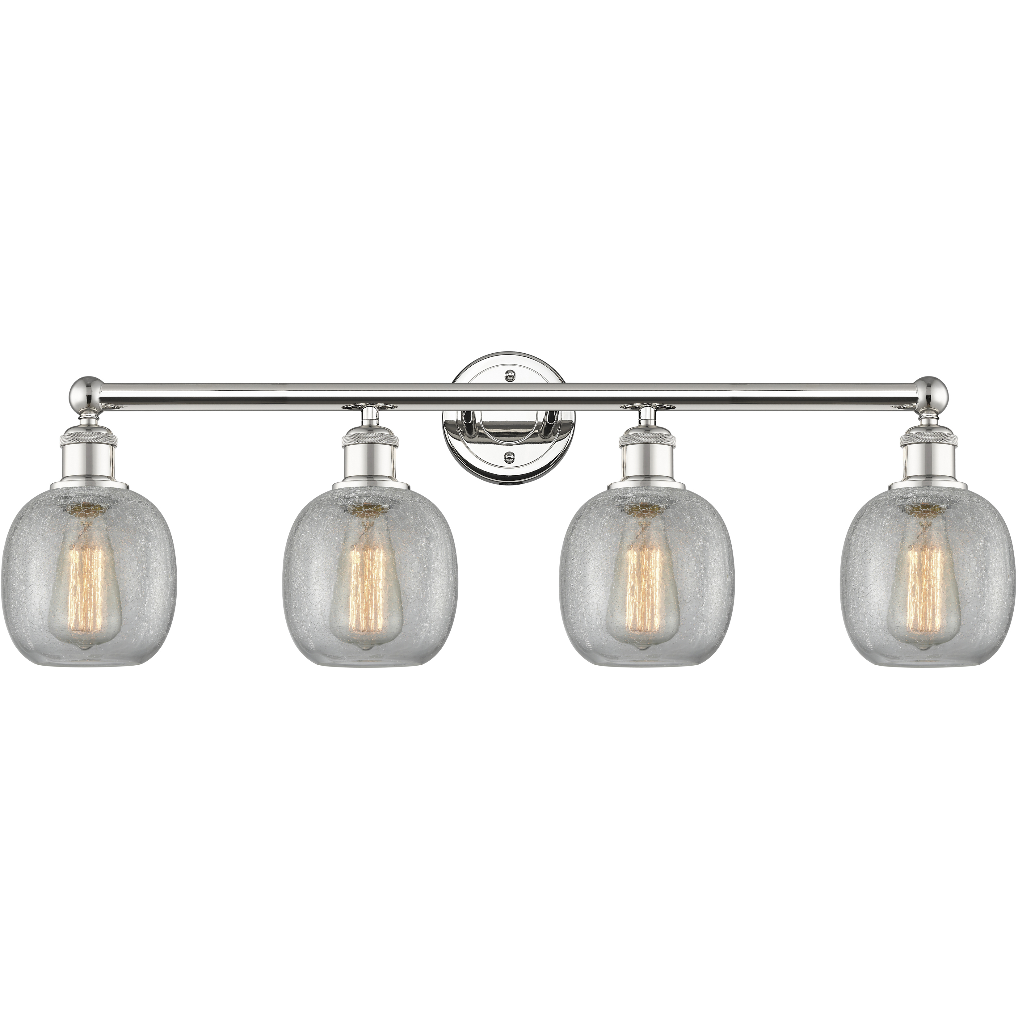Belfast 4 Light 33 inch Polished Nickel Bath Vanity Light Wall Light in Clear Crackle
