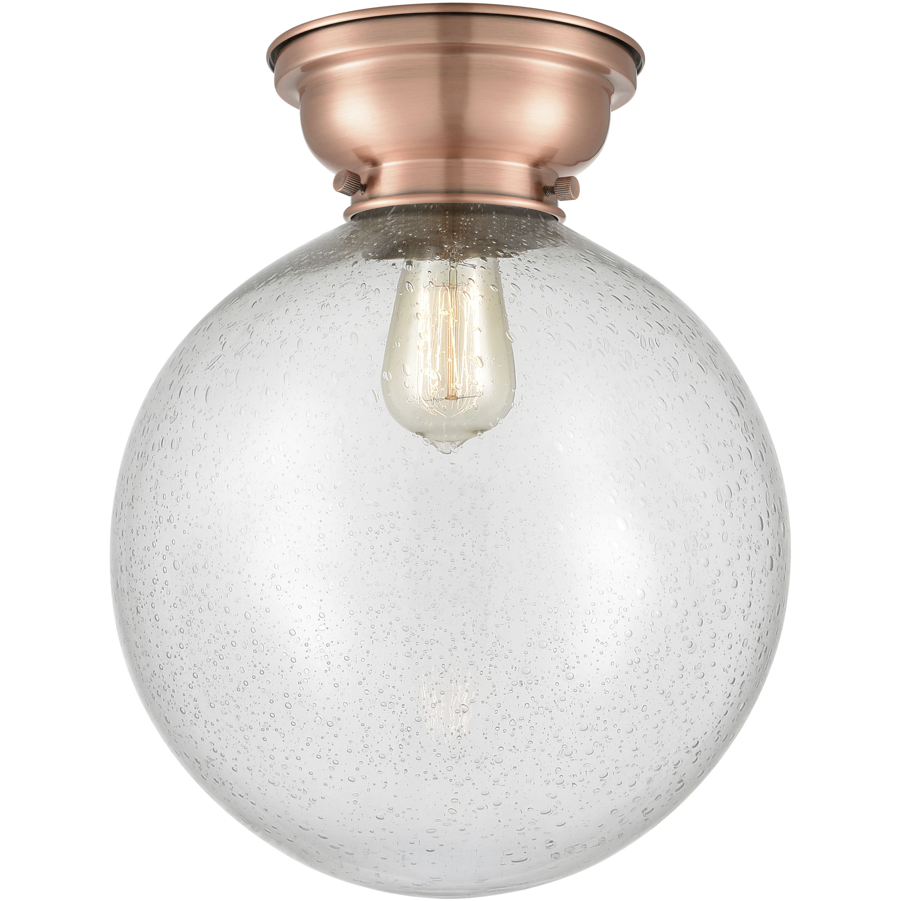 Aditi XX-Large Beacon 1 Light 12 inch Antique Copper Flush Mount Ceiling Light in Seedy Glass, Aditi