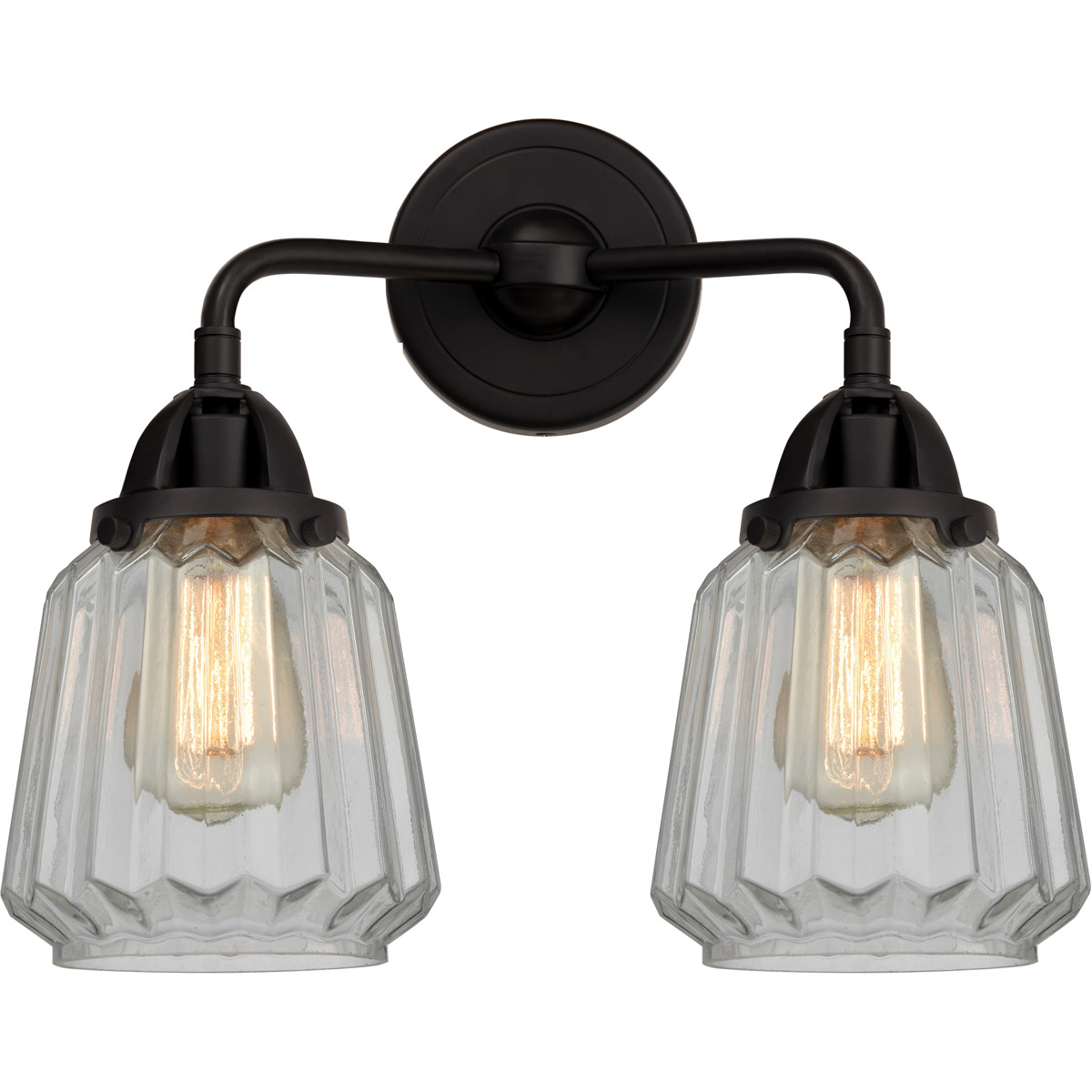 Nouveau 2 Chatham 2 Light 14 inch Matte Black Bath Vanity Light Wall Light in Clear Glass
