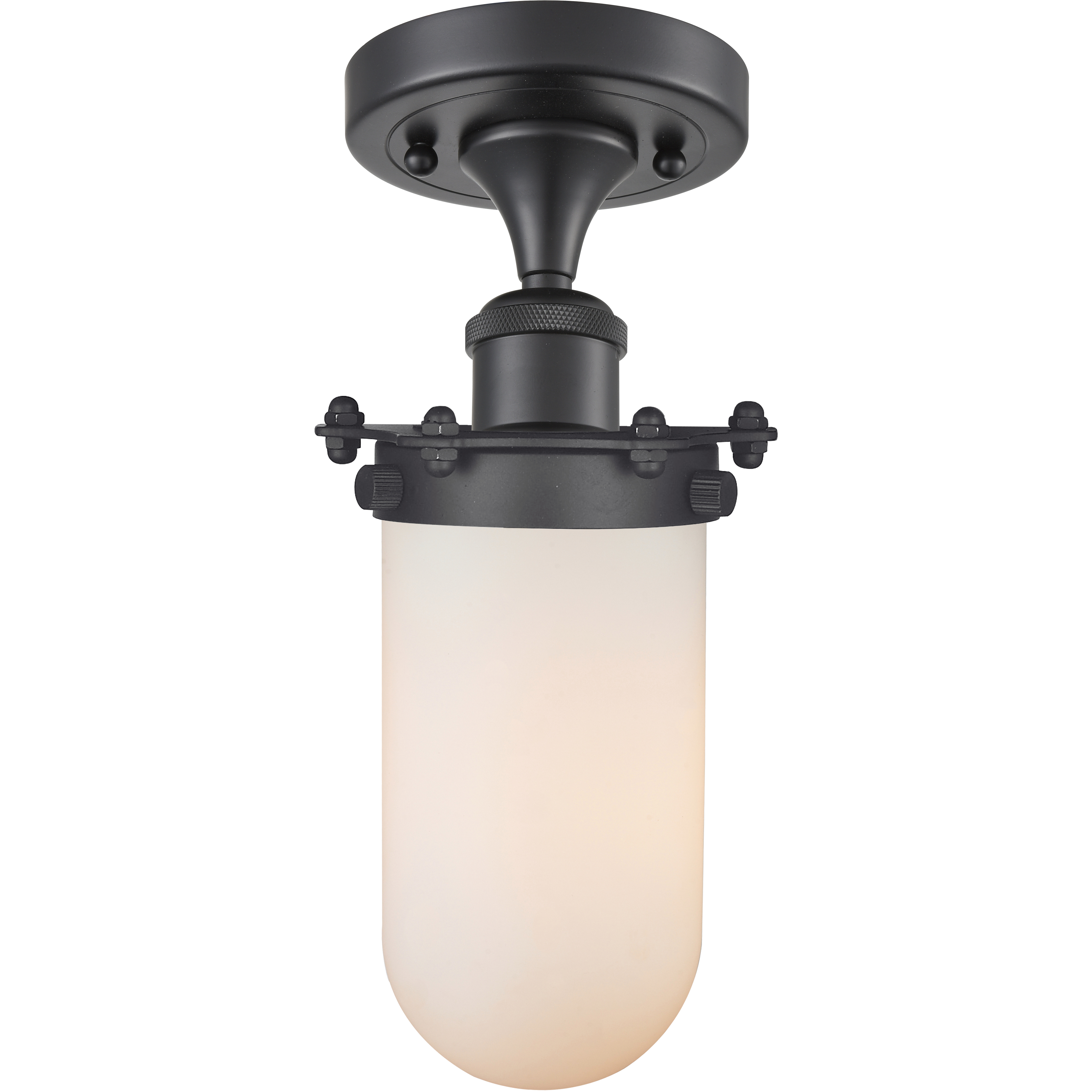 Austere Kingsbury LED 6 inch Matte Black Flush Mount Ceiling Light in Matte White Glass