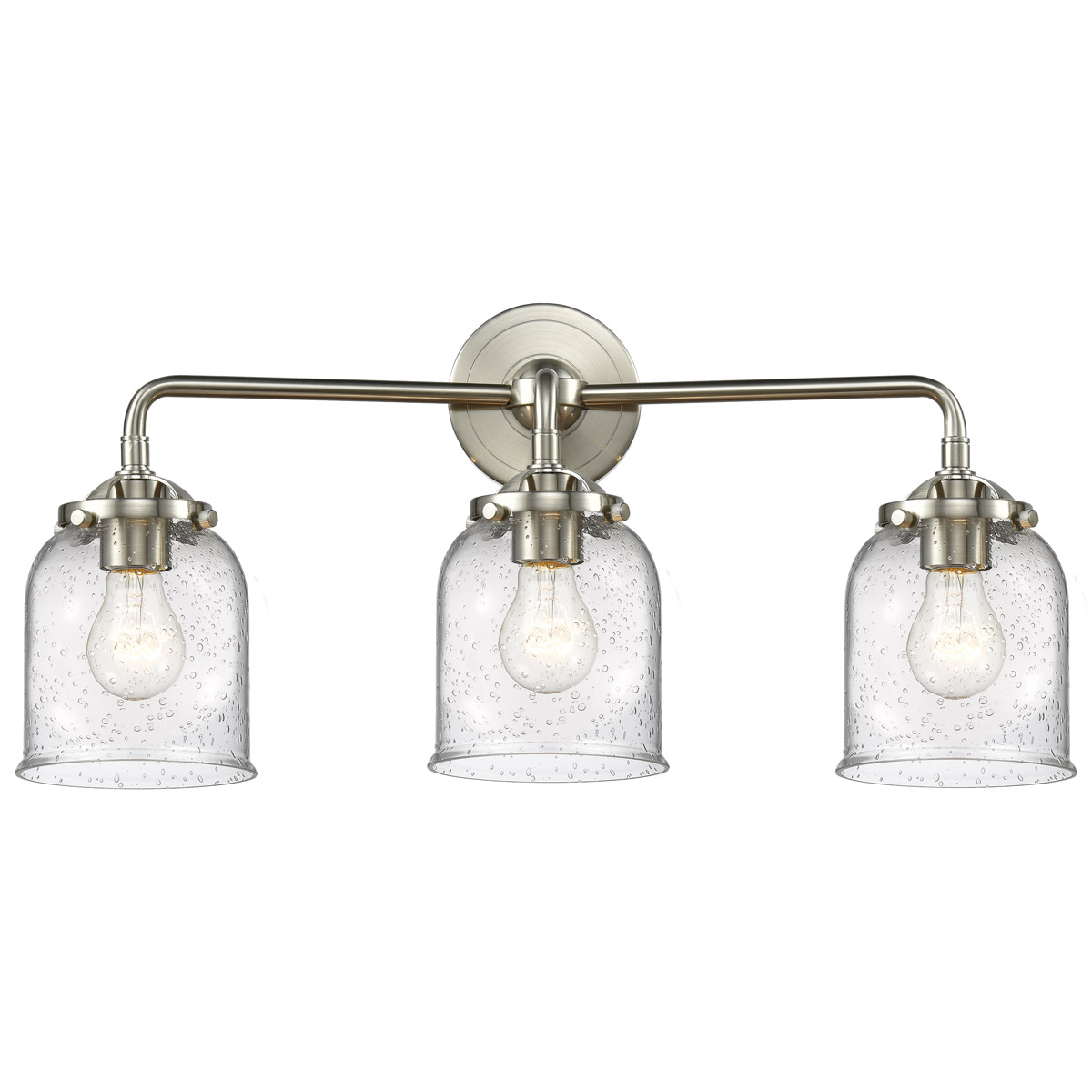 Nouveau Small Bell LED 23 inch Black Antique Brass Bath Vanity Light Wall Light in Silver Plated Mercury Glass, Nouveau