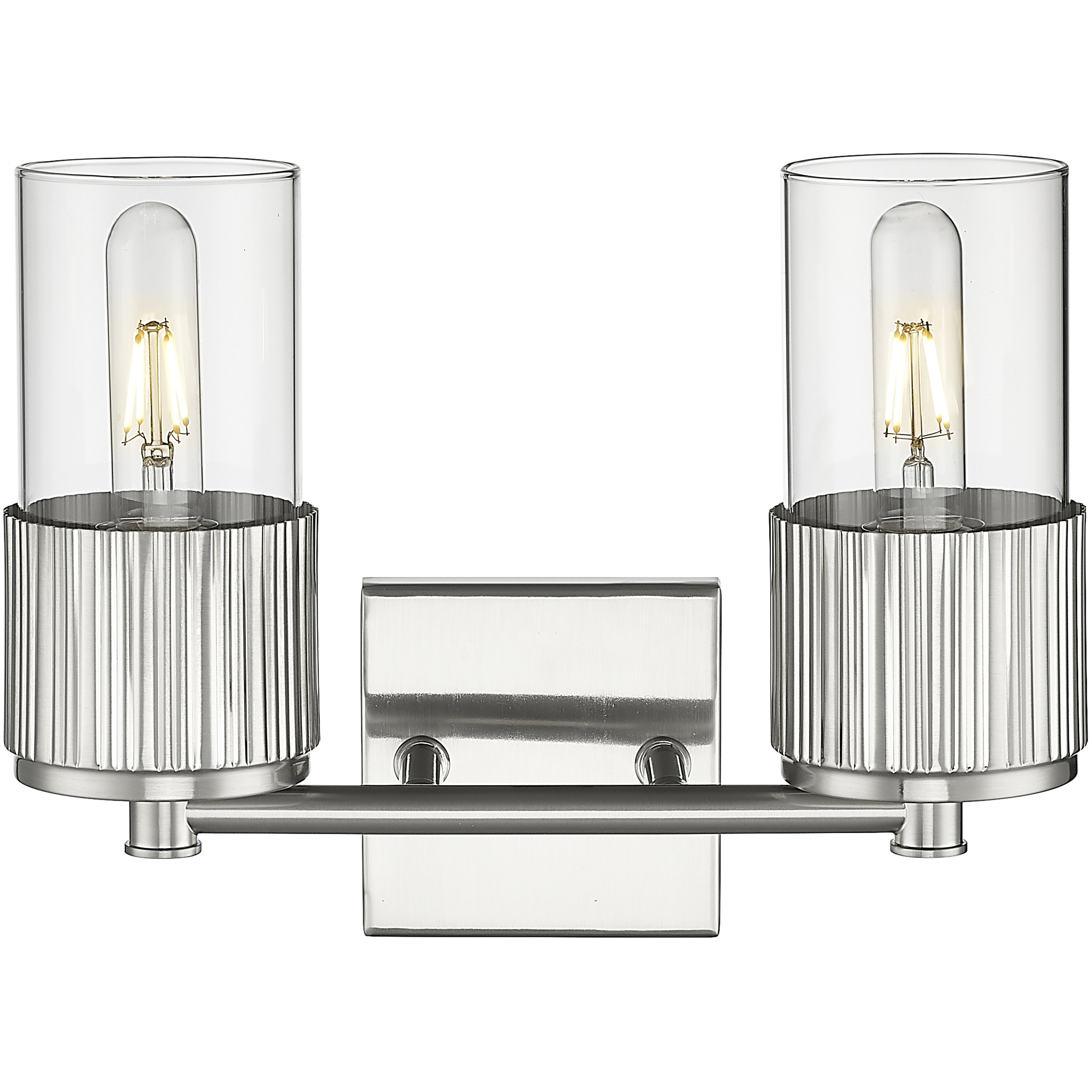 Bolivar 2 Light 13.5 inch Satin Nickel Bath Vanity Light Wall Light in Clear Glass