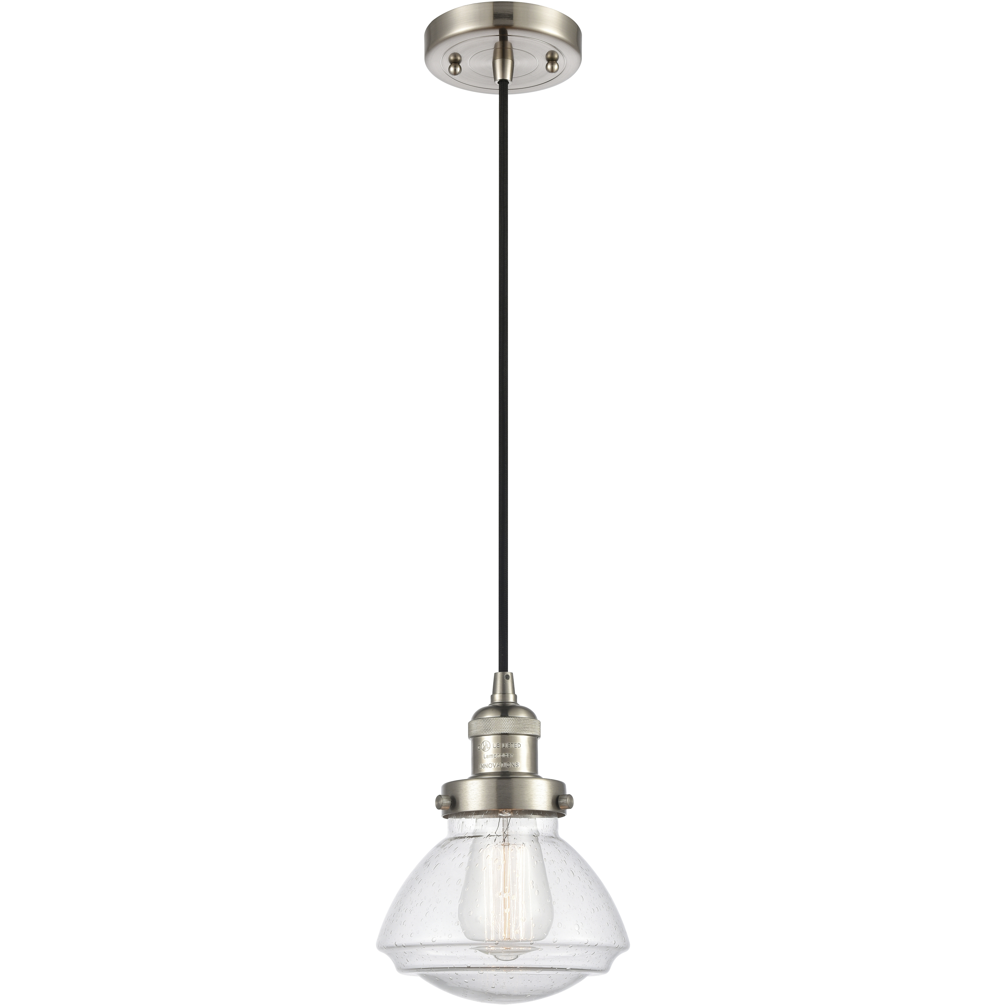 Franklin Restoration Olean 1 Light 6.75 inch Brushed Satin Nickel Mini Pendant Ceiling Light in Incandescent, Seedy, Franklin Restoration
