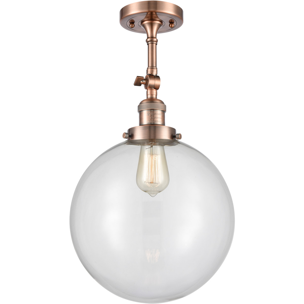 Franklin Restoration XX-Large Beacon 1 Light 12 inch Antique Copper Semi-Flush Mount Ceiling Light in Clear Glass, Franklin Restoration