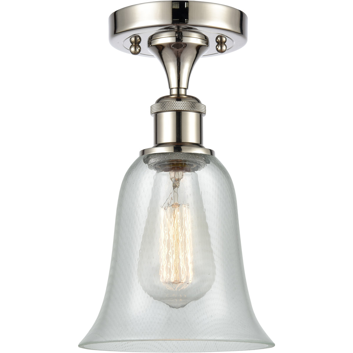 Ballston Hanover LED 6.25 inch Polished Nickel Semi-Flush Mount Ceiling Light in Fishnet Glass, Ballston