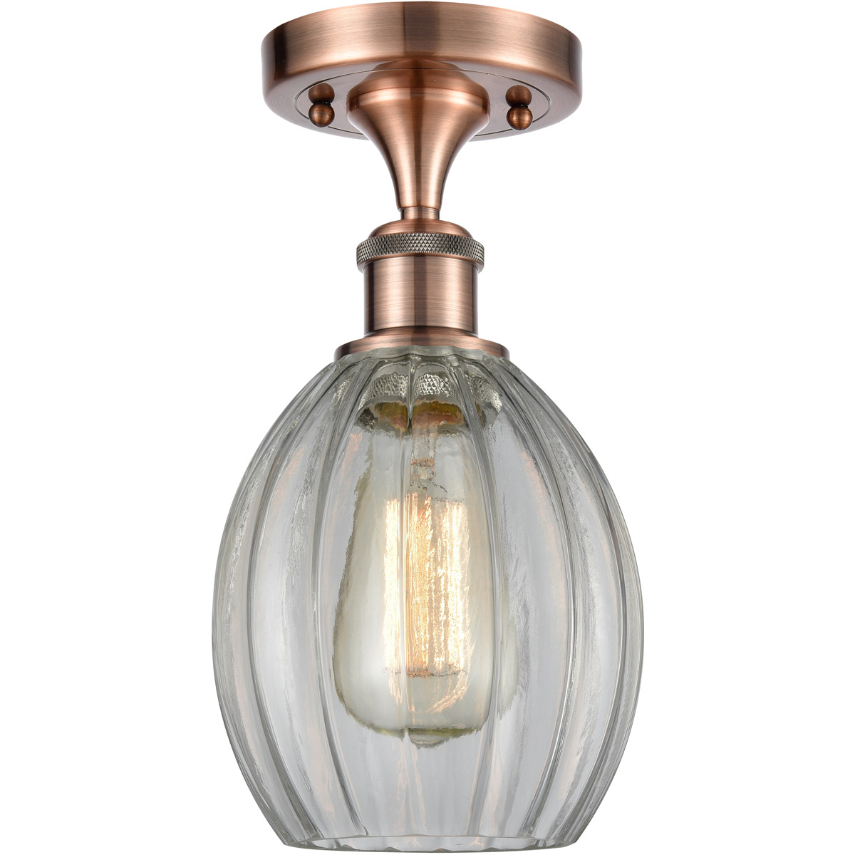 Ballston Eaton 1 Light 6 inch Antique Copper Semi-Flush Mount Ceiling Light, Ballston