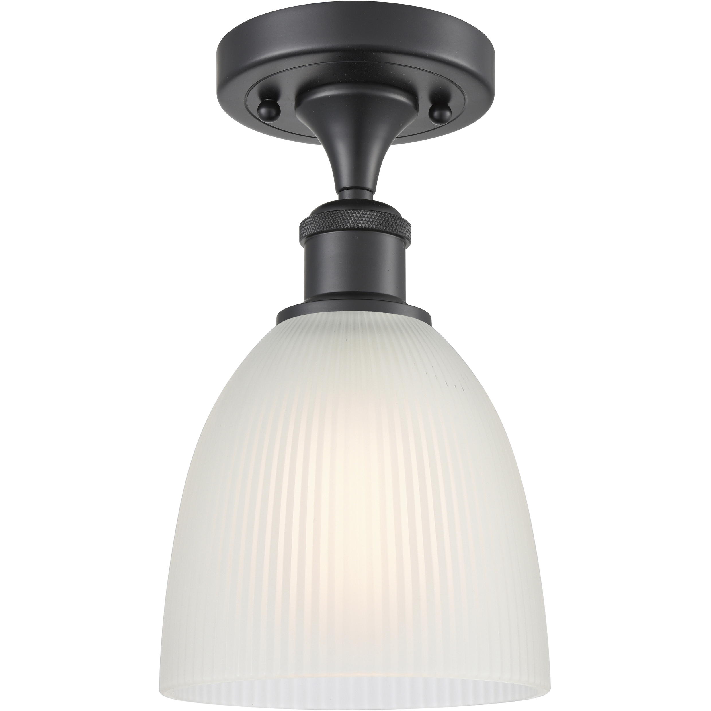 Edison Castile 1 Light 6 inch Matte Black Semi-Flush Mount Ceiling Light in White
