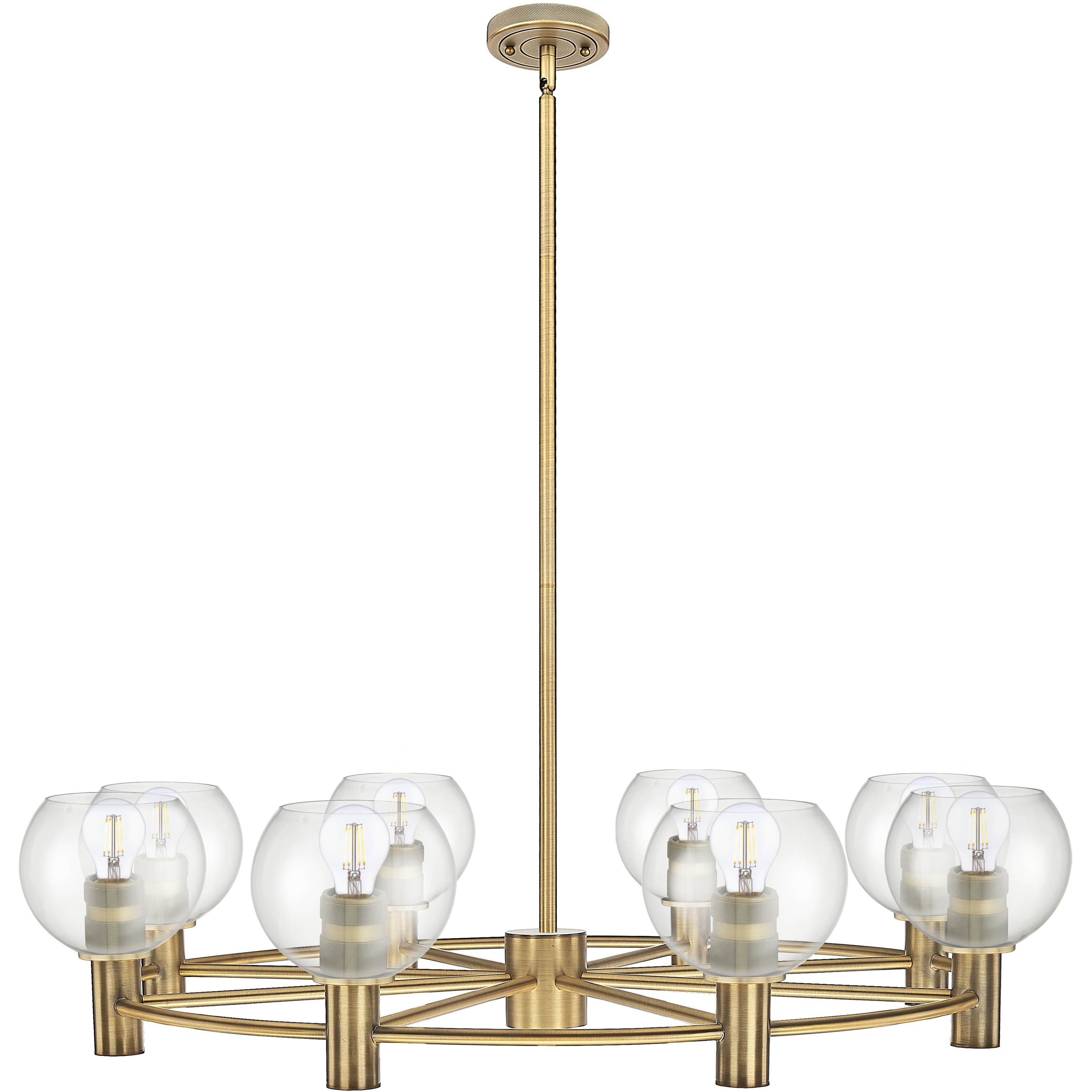 Crown Point 8 Light 35.5 inch Brushed Brass Chandelier Ceiling Light in Clear Glass