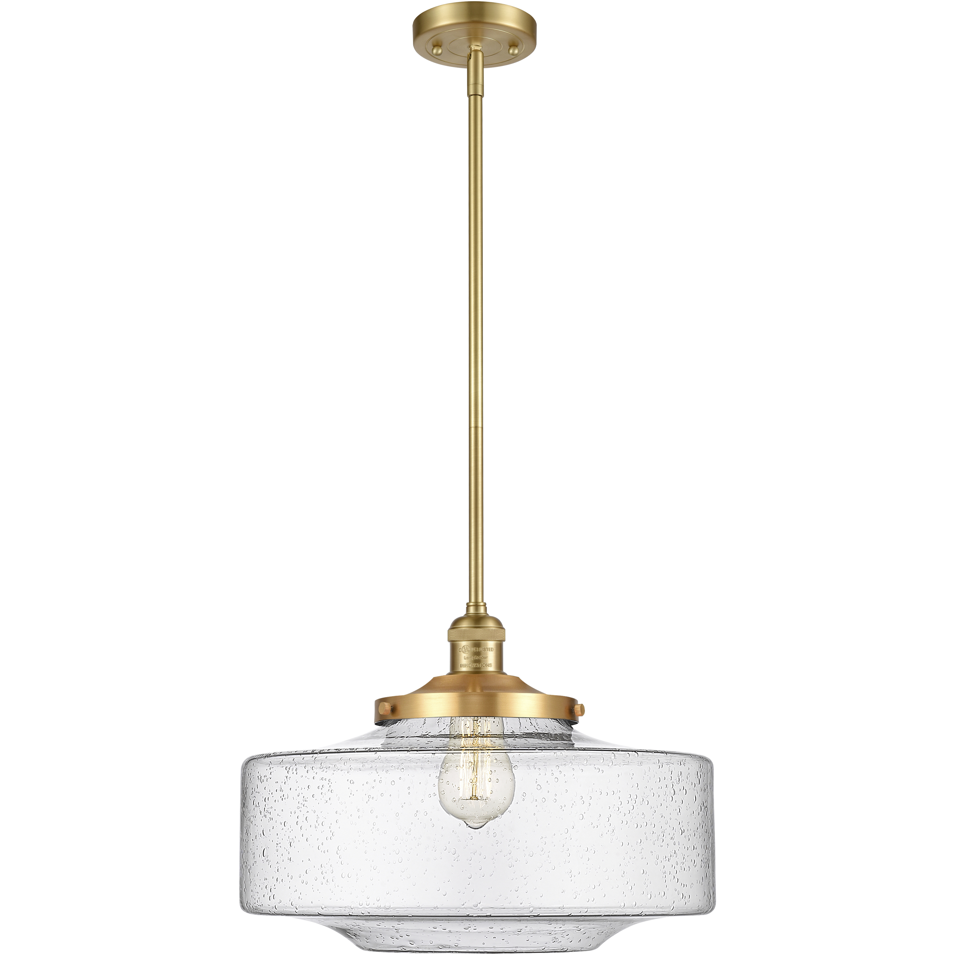 Franklin Restoration Bridgeton 1 Light 11.75 inch Satin Gold Mini Pendant Ceiling Light in Incandescent, Seedy