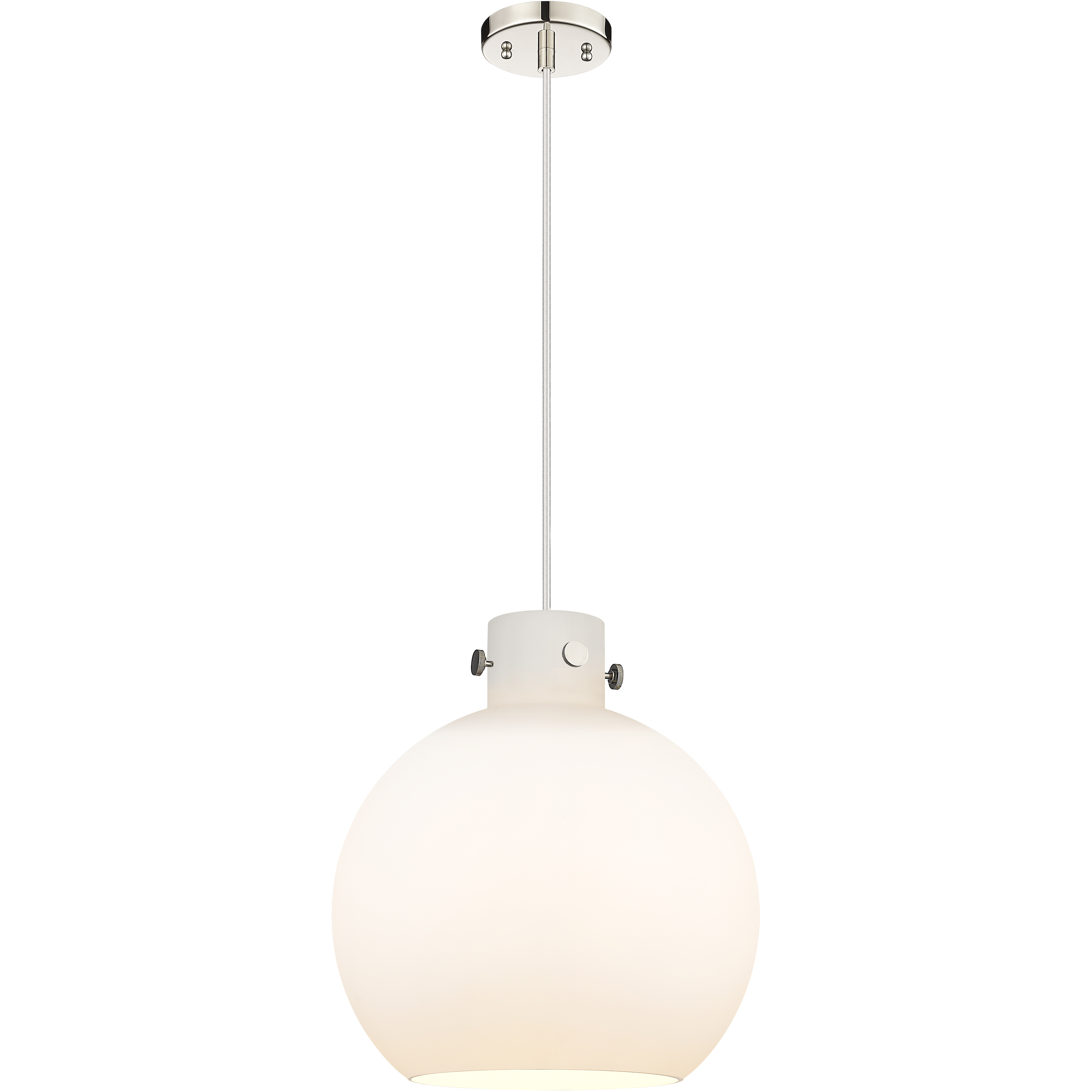Newton Sphere 1 Light 14 inch Polished Nickel Pendant Ceiling Light in Matte White Glass
