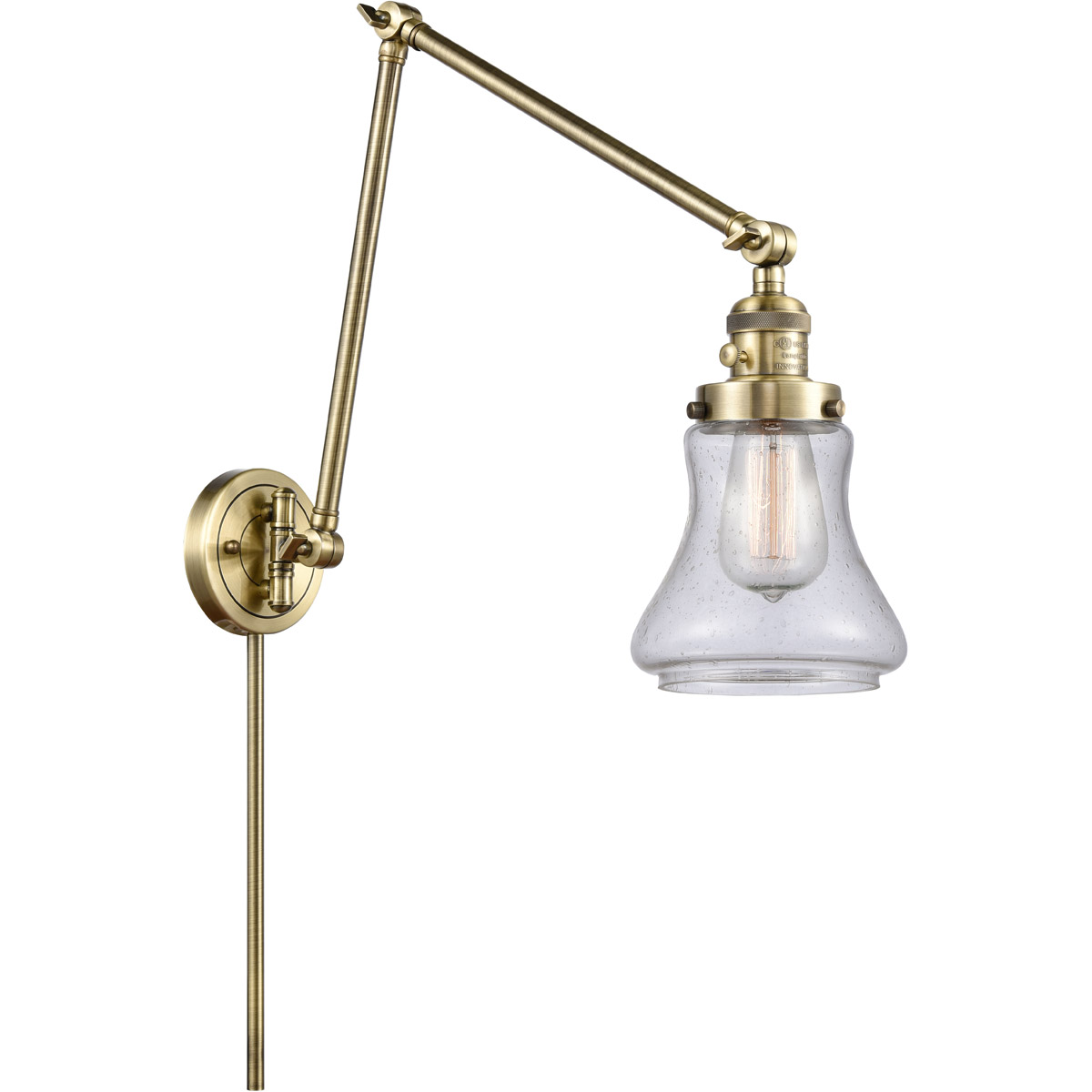 Bellmont 30 inch 3.50 watt Antique Brass Swing Arm Wall Light, Franklin Restoration