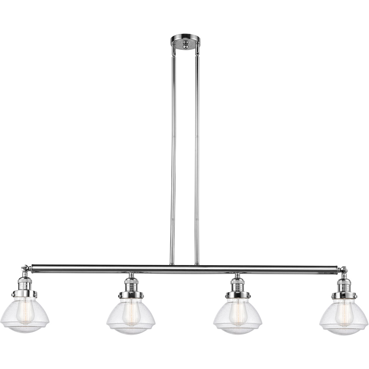 Franklin Restoration Olean LED 51.38 inch Polished Chrome Island Light Ceiling Light in Seedy Glass, Franklin Restoration