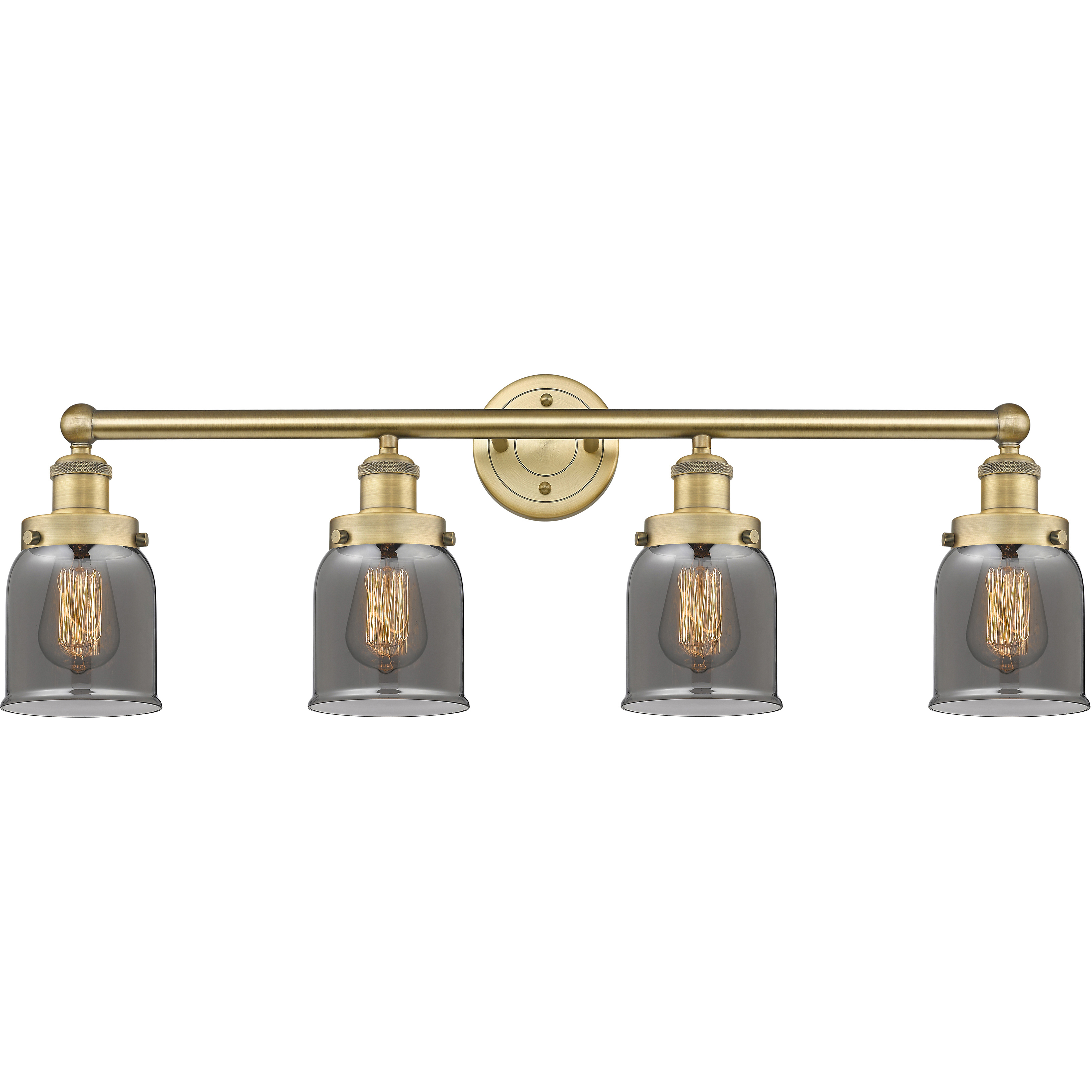 Bell 4 Light 33.5 inch Brushed Brass Bath Vanity Light Wall Light in Plated Smoke Glass, Small