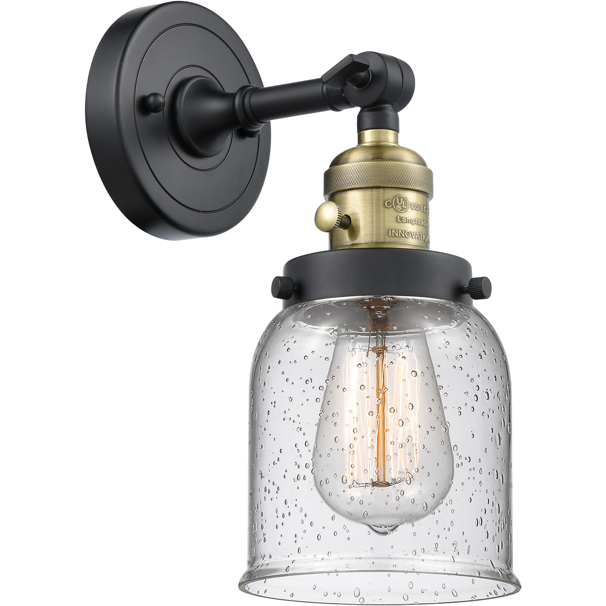 Franklin Restoration Small Bell LED 5 inch Black Antique Brass Sconce Wall Light, Franklin Restoration