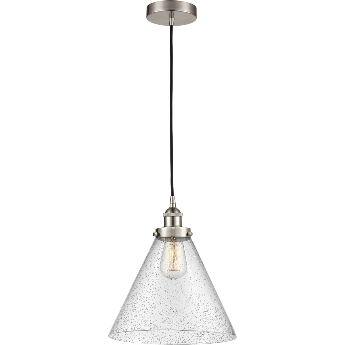 Edison Cone 1 Light 12 inch Brushed Satin Nickel Mini Pendant Ceiling Light