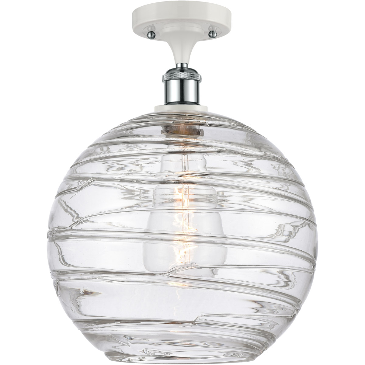Ballston X-Large Deco Swirl LED 12 inch White and Polished Chrome Semi-Flush Mount Ceiling Light, Ballston