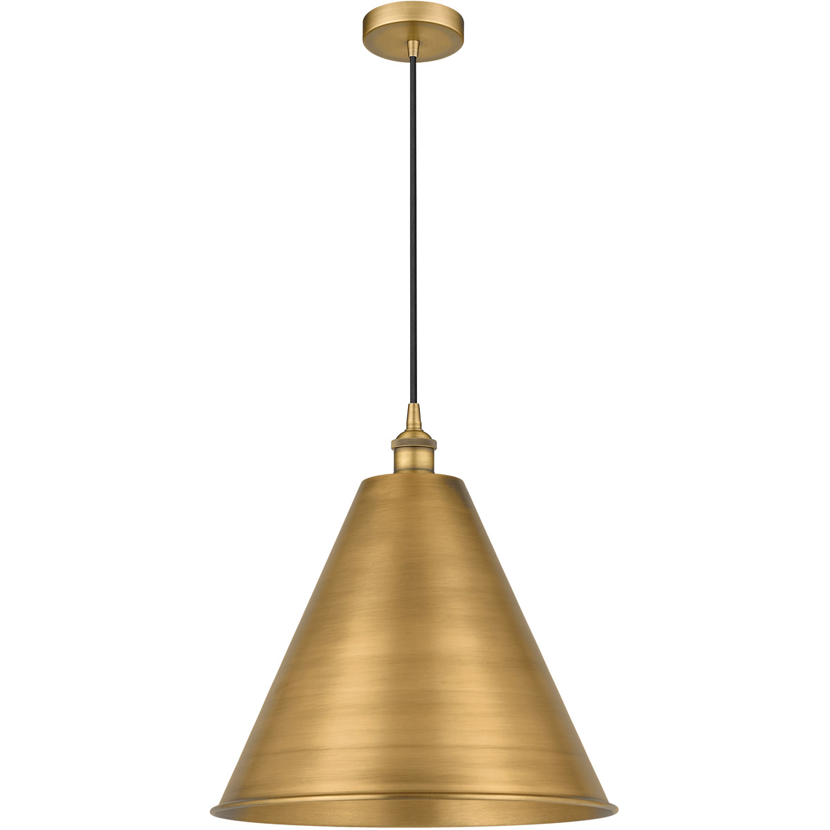 Edison Cone 1 Light 16 inch Brushed Brass Mini Pendant Ceiling Light
