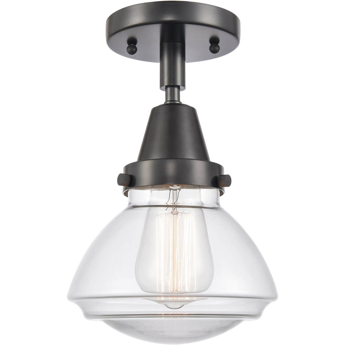 Franklin Restoration Olean LED 7 inch Matte Black Flush Mount Ceiling Light in Clear Glass