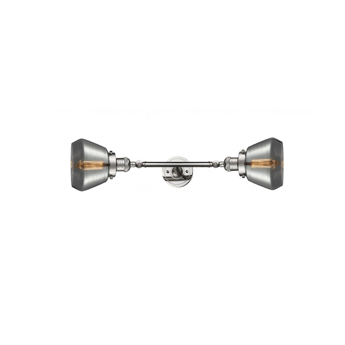 Franklin Restoration Fulton 2 Light 7 inch Polished Nickel Bath Vanity Light Wall Light in Plated Smoke Glass, Franklin Restoration