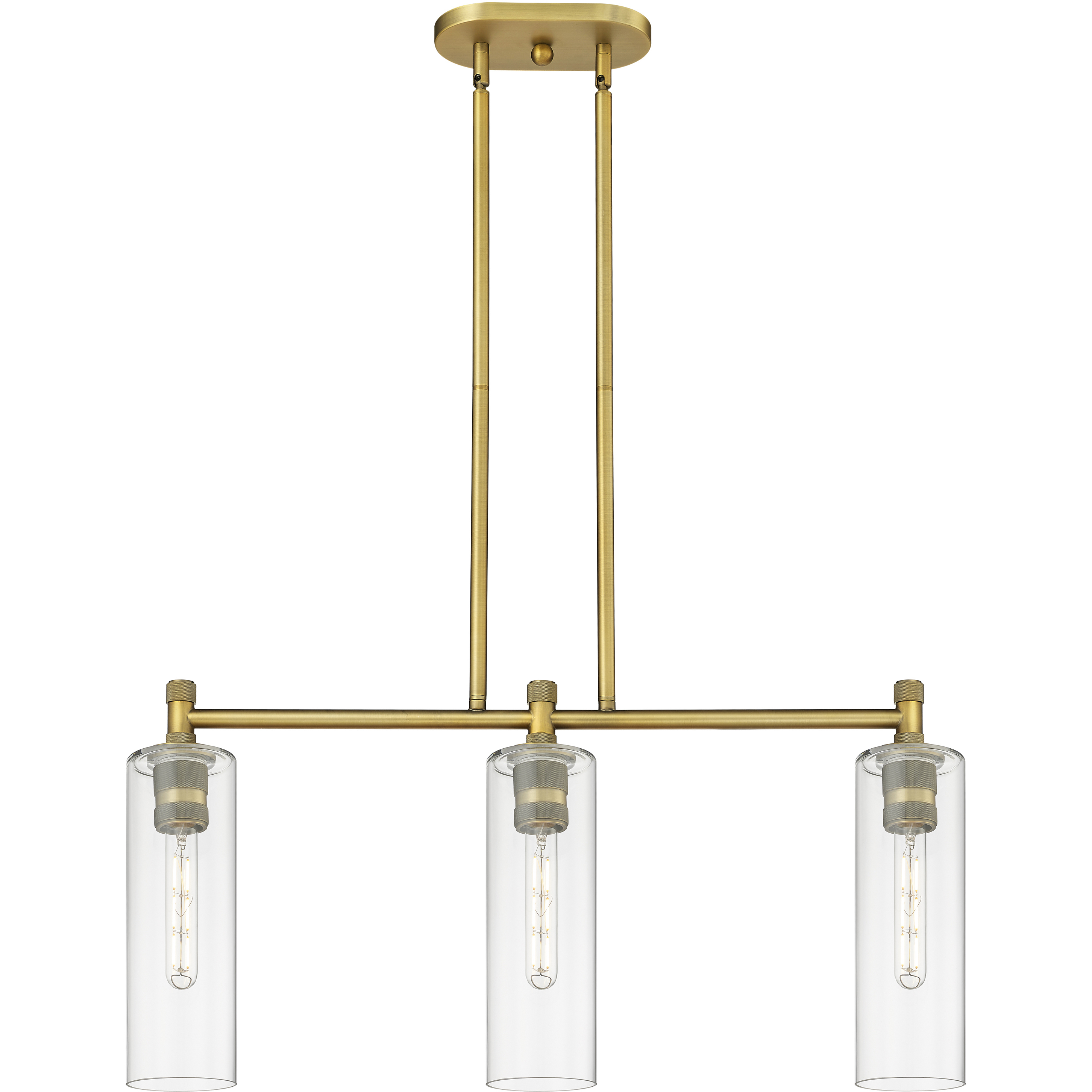 Downtown Urban Crown Point Island Light Ceiling Light in Brushed Brass, Clear