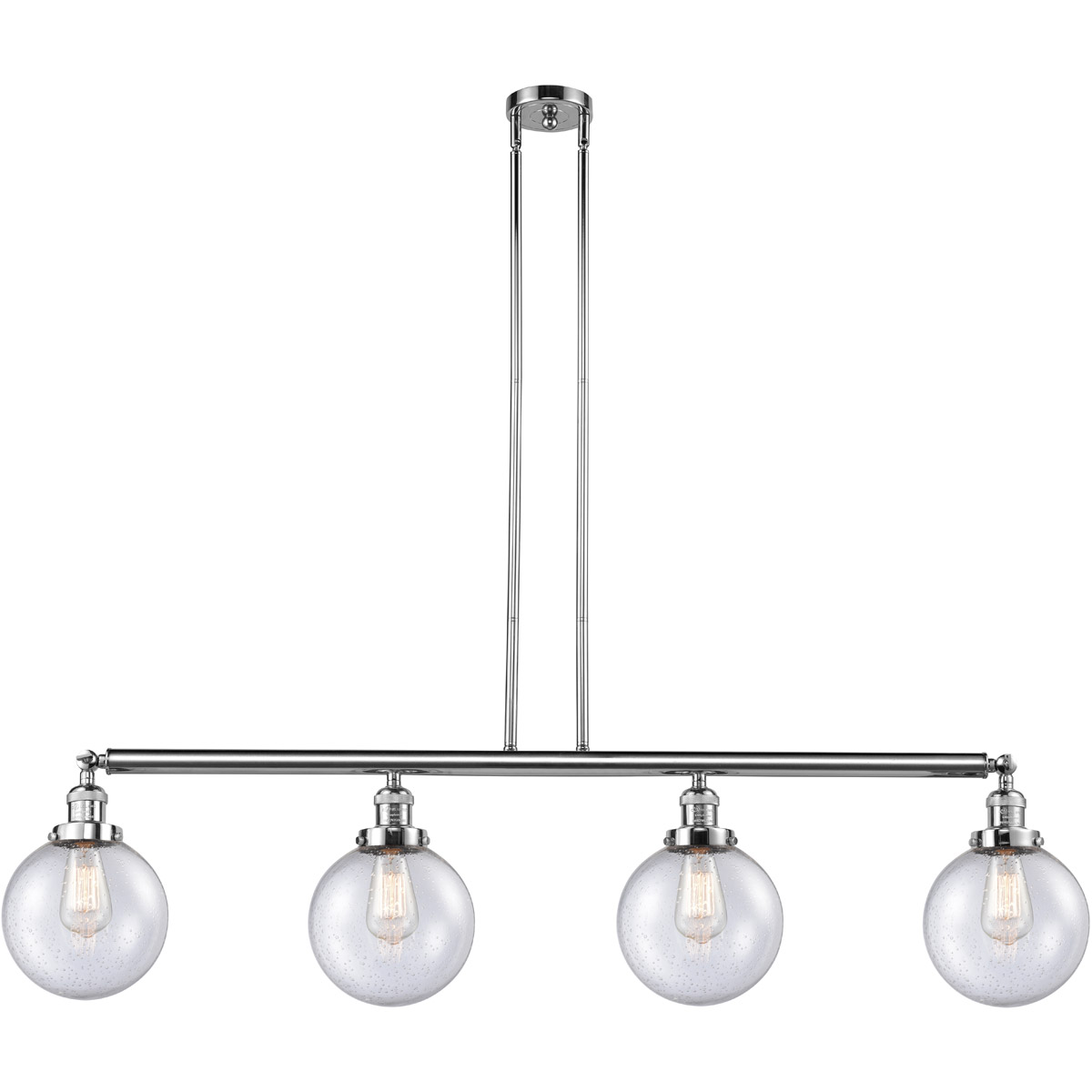 Franklin Restoration Large Beacon 4 Light 52.63 inch Polished Chrome Island Light Ceiling Light in Seedy Glass, Franklin Restoration
