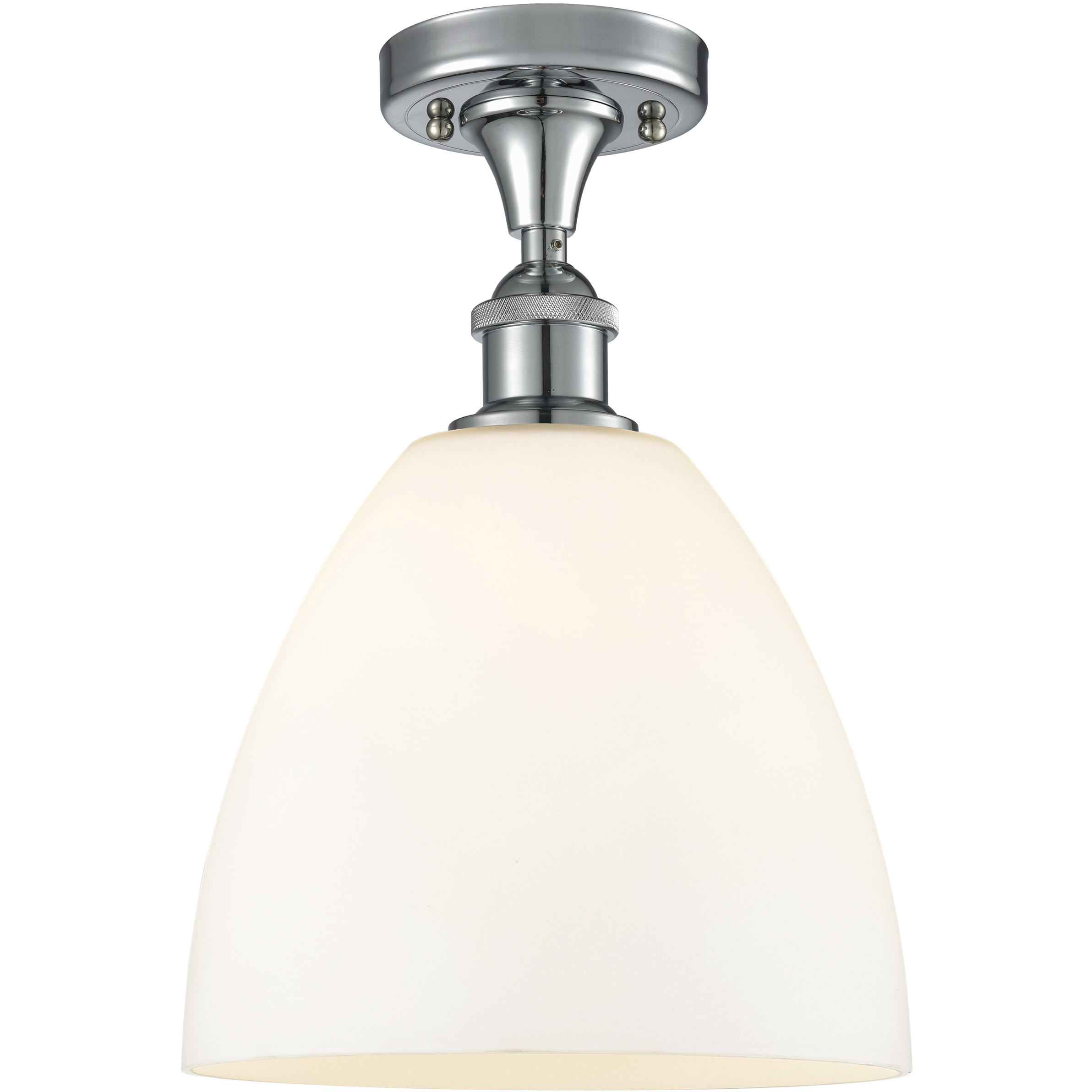 Edison Bristol Glass 1 Light 9 inch Polished Chrome Semi-Flush Mount Ceiling Light in Matte White Glass