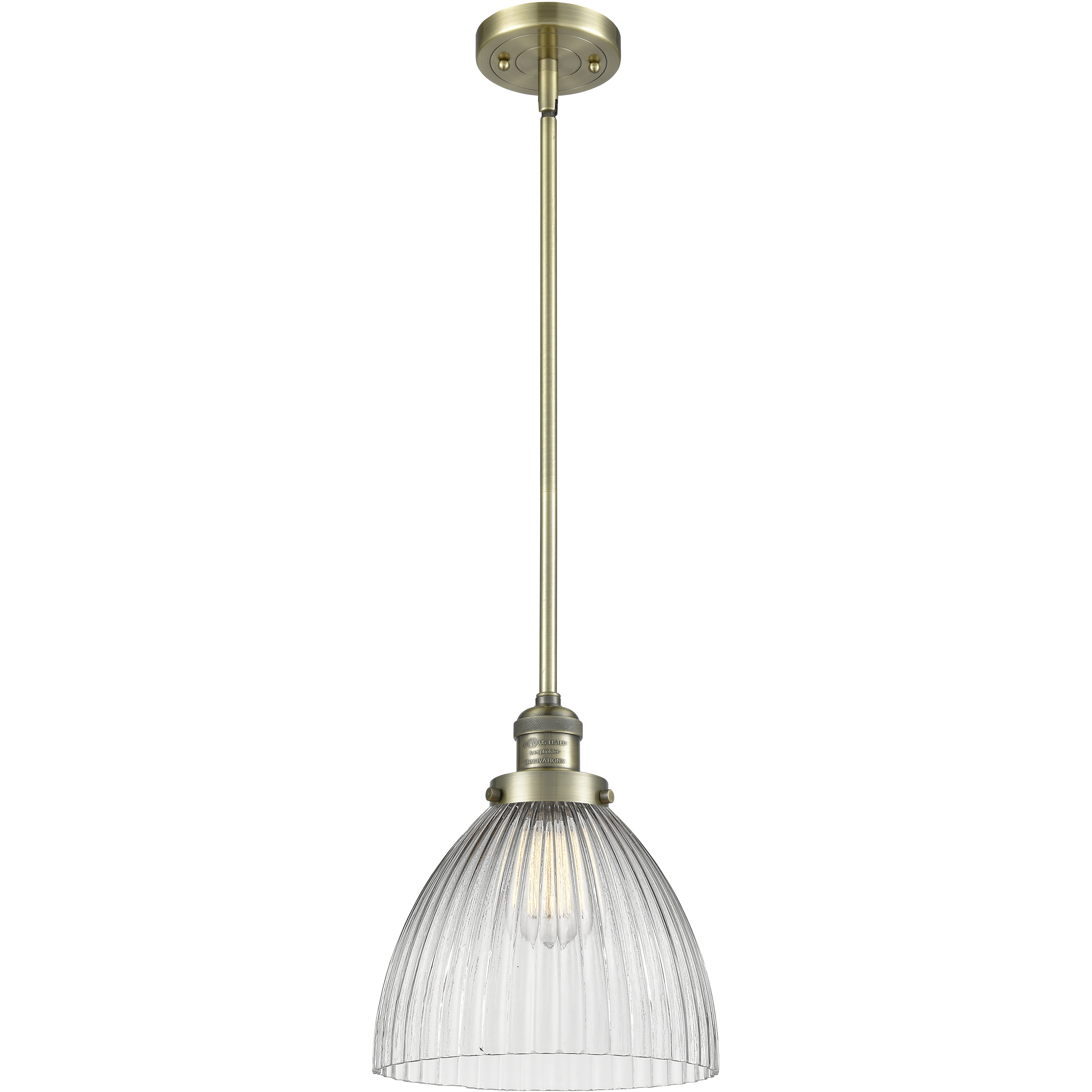 Franklin Restoration Seneca Falls 1 Light 9.5 inch Antique Brass Mini Pendant Ceiling Light in Incandescent, Franklin Restoration