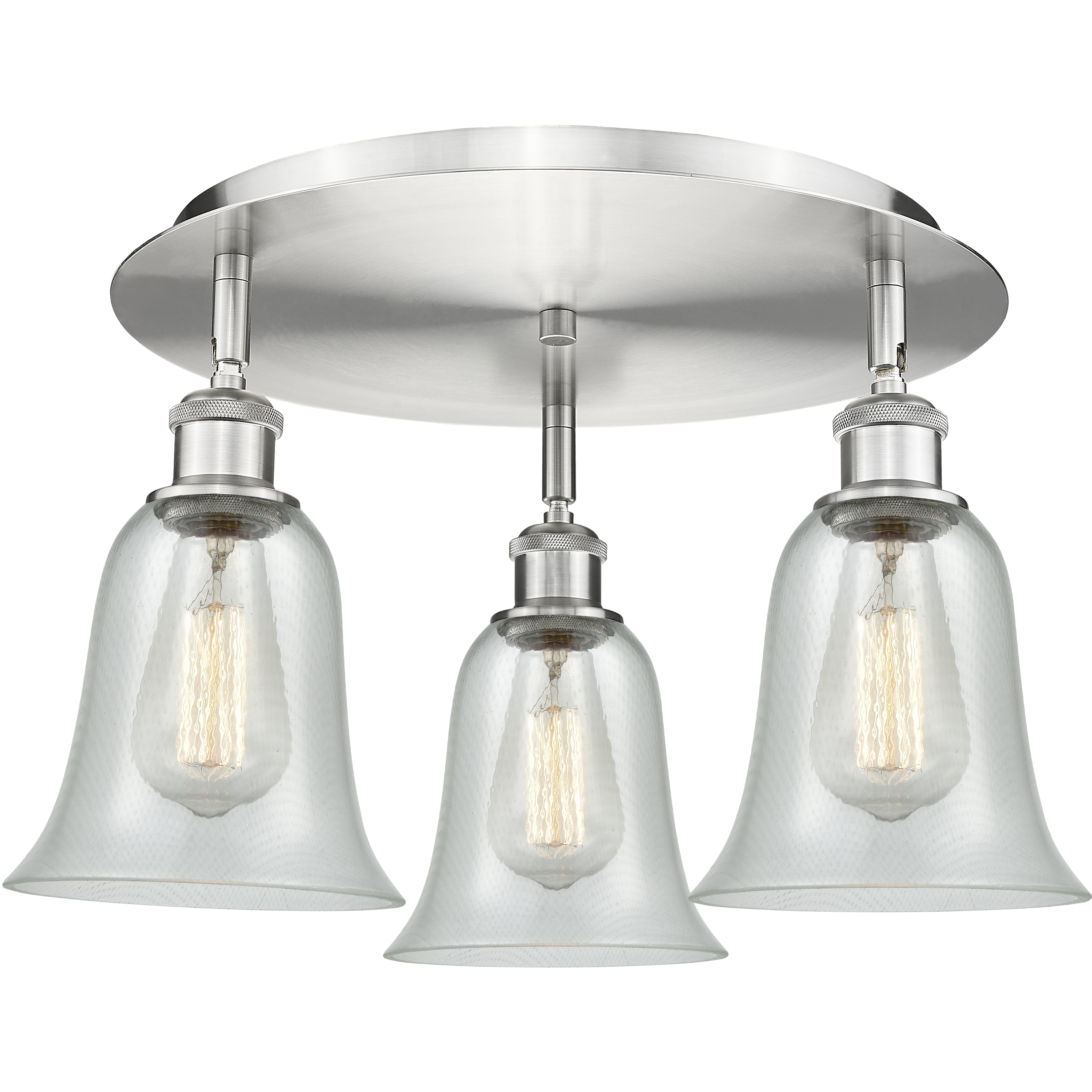 Hanover 3 Light 18 inch Satin Nickel Flush Mount Ceiling Light in Fishnet