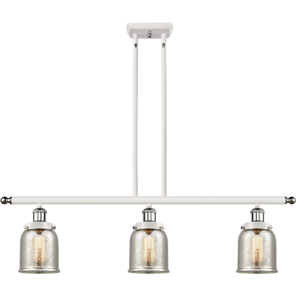 Ballston Bell LED 36 inch White and Polished Chrome Island Light Ceiling Light in Silver Plated Mercury Glass