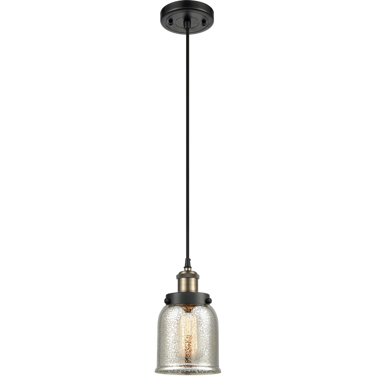 Ballston Bell 1 Light 5 inch Black Antique Brass Mini Pendant Ceiling Light, Small Bell