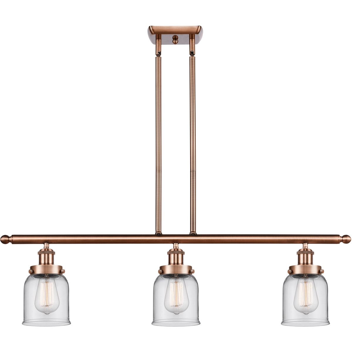 Ballston Small Bell LED 36 inch Antique Copper Island Light Ceiling Light in Clear Glass