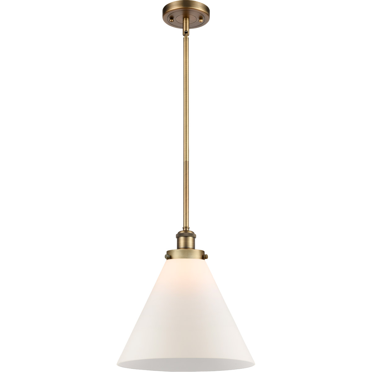 Ballston X-Large Cone 1 Light 12 inch Polished Chrome Pendant Ceiling Light in Matte White Glass