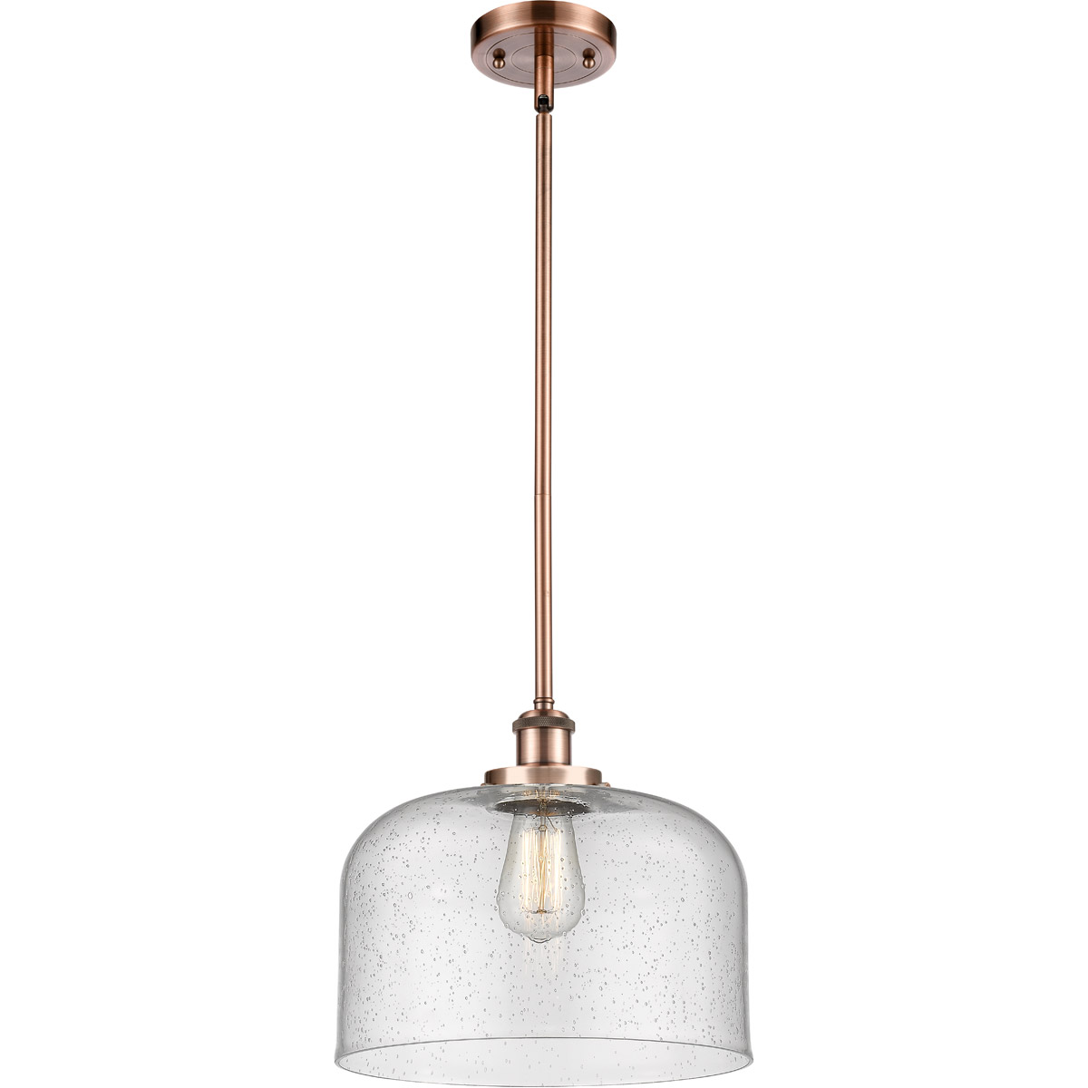 Ballston X-Large Bell 1 Light 8 inch Antique Copper Pendant Ceiling Light in Seedy Glass