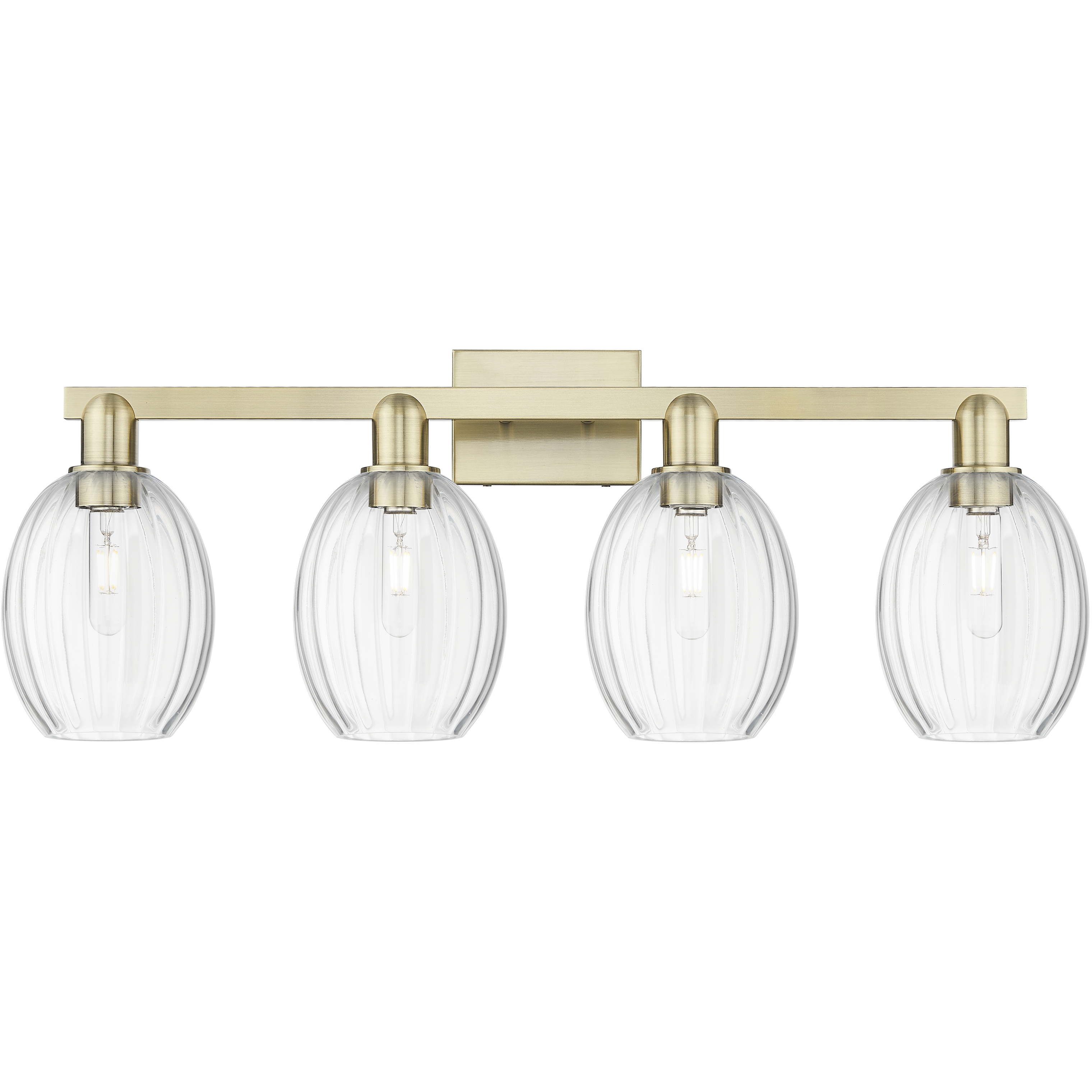 Preston 4 Light 36 inch Antique Brass Bath Vanity Light Wall Light in Clear Glass