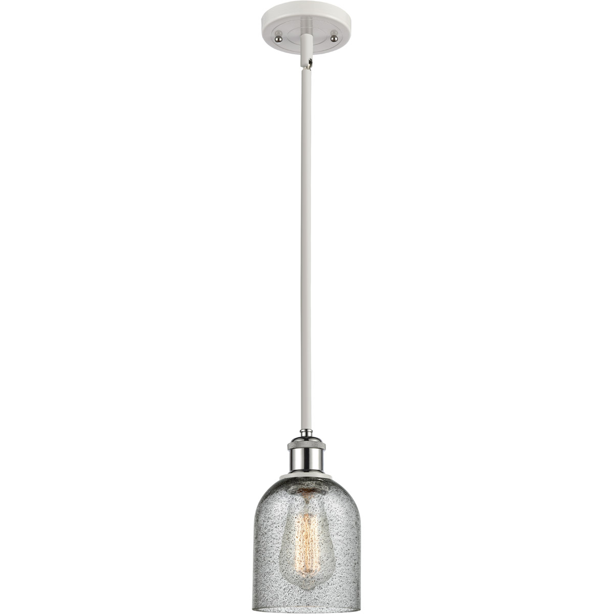 Ballston Caledonia LED 5 inch White and Polished Chrome Pendant Ceiling Light in Charcoal Glass, Ballston