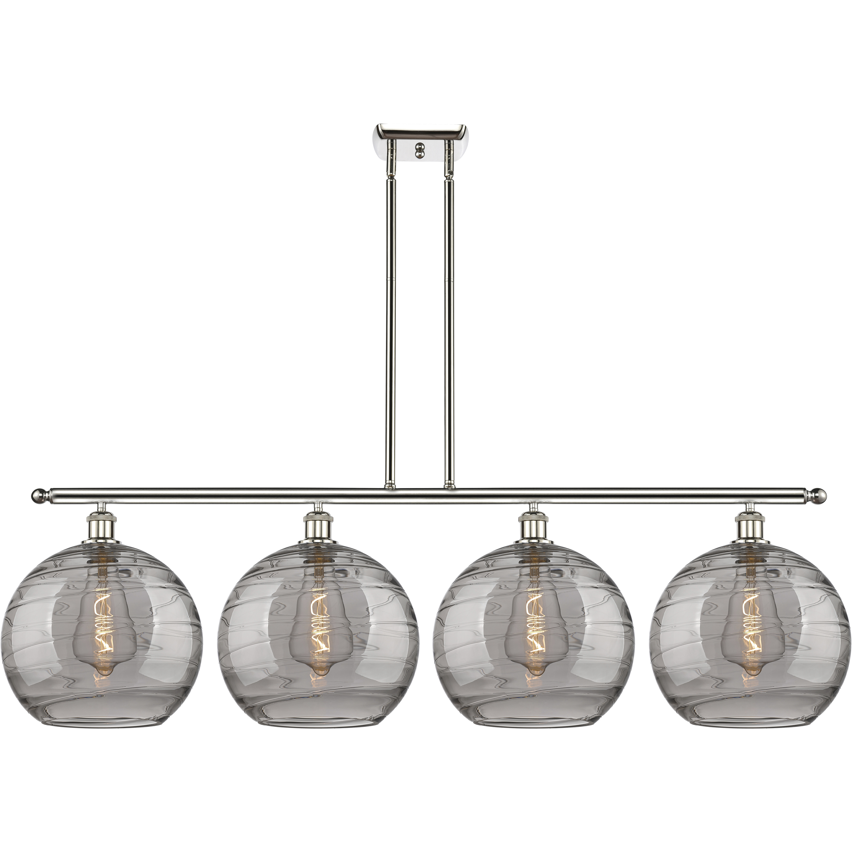 Ballston Athens Deco Swirl 4 Light 50.25 inch Polished Nickel Stem Hung Island Light Ceiling Light