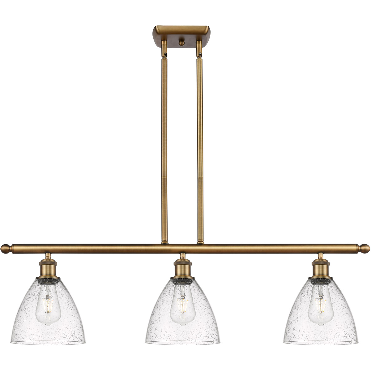 Ballston Ballston Dome LED 36 inch Brushed Brass Island Light Ceiling Light in Seedy Glass