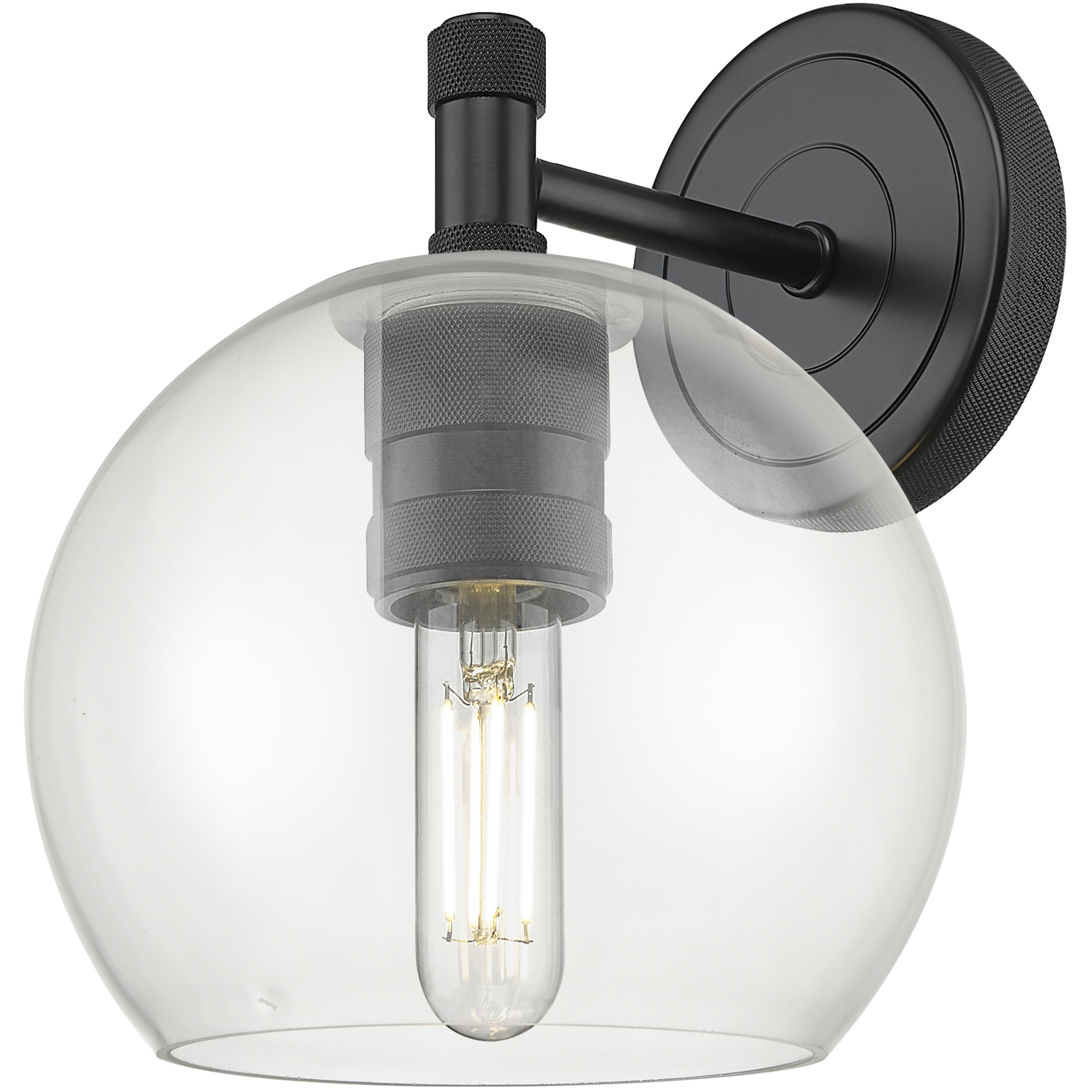 Crown Point Sconce Wall Light in Matte Black, Clear Glass