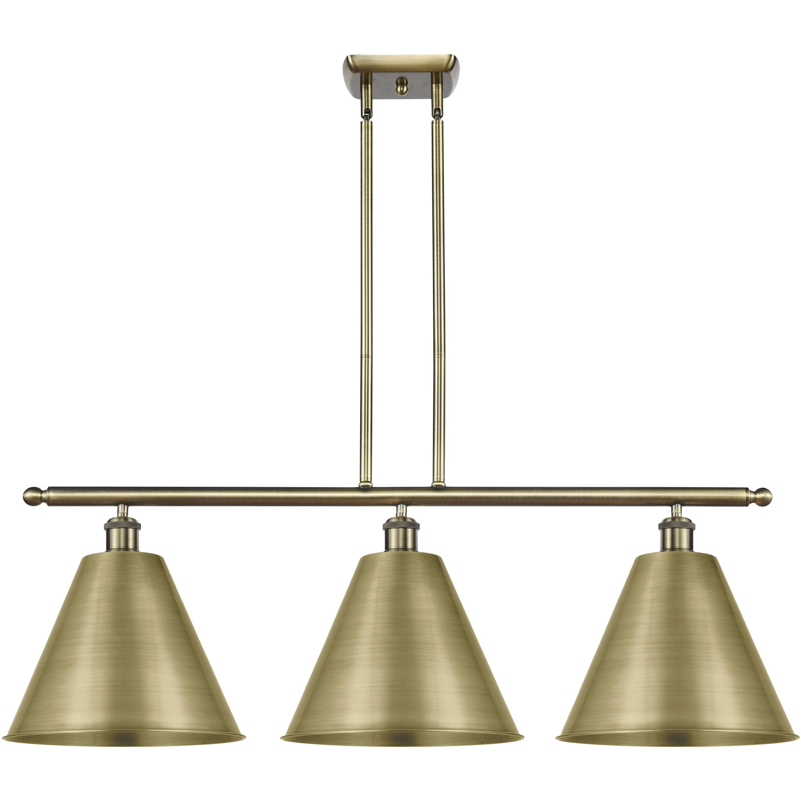 Ballston Cone 3 Light 39 inch Antique Brass Island Light Ceiling Light