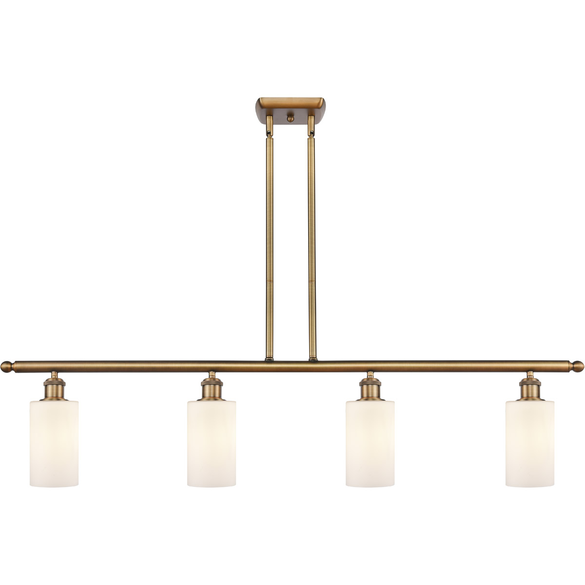 Ballston Clymer 4 Light 48 inch Brushed Brass Island Light Ceiling Light in Matte White Glass, Ballston