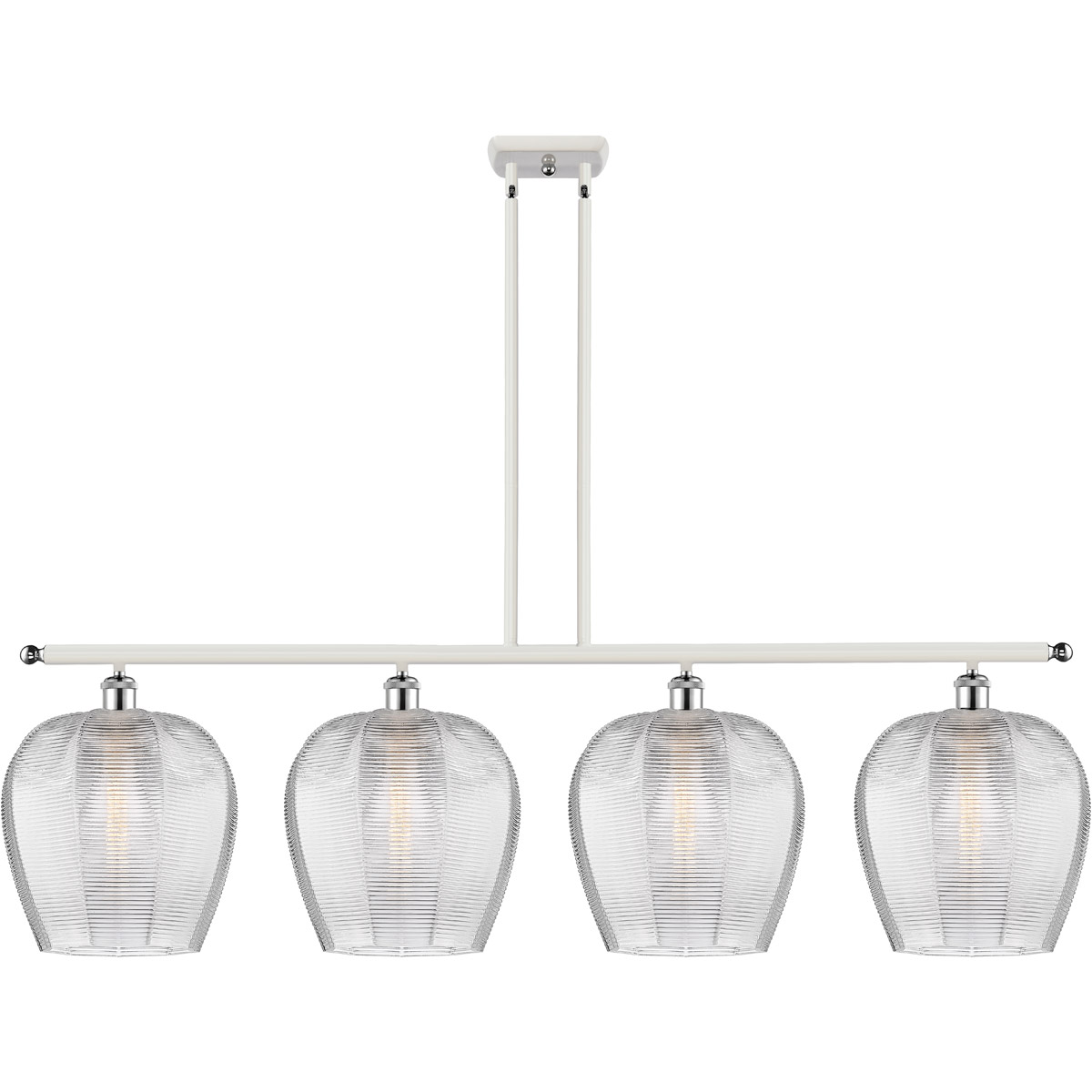 Ballston Norfolk LED 50 inch White and Polished Chrome Island Light Ceiling Light in Clear Glass
