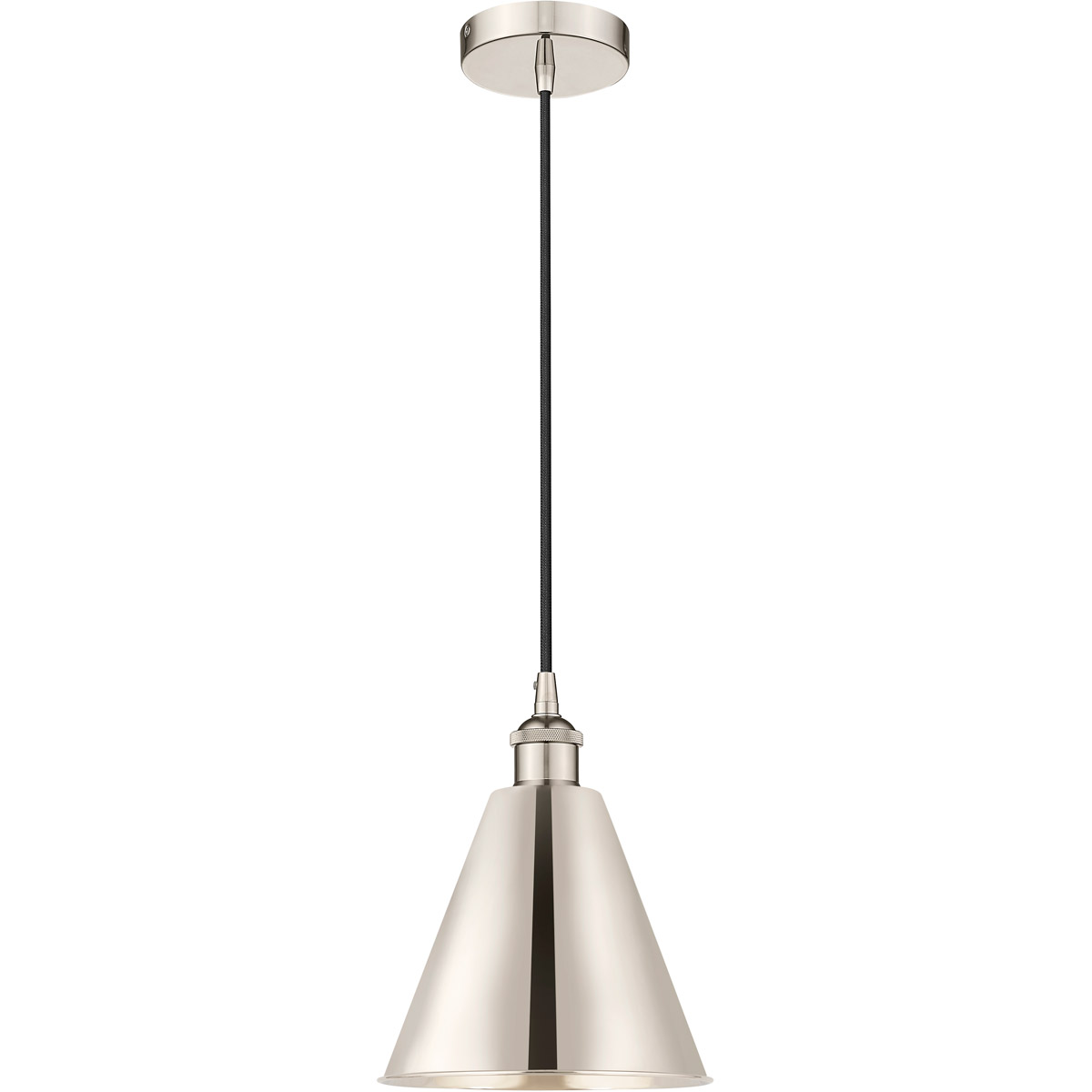 Edison Cone 1 Light 8 inch Polished Nickel Mini Pendant Ceiling Light
