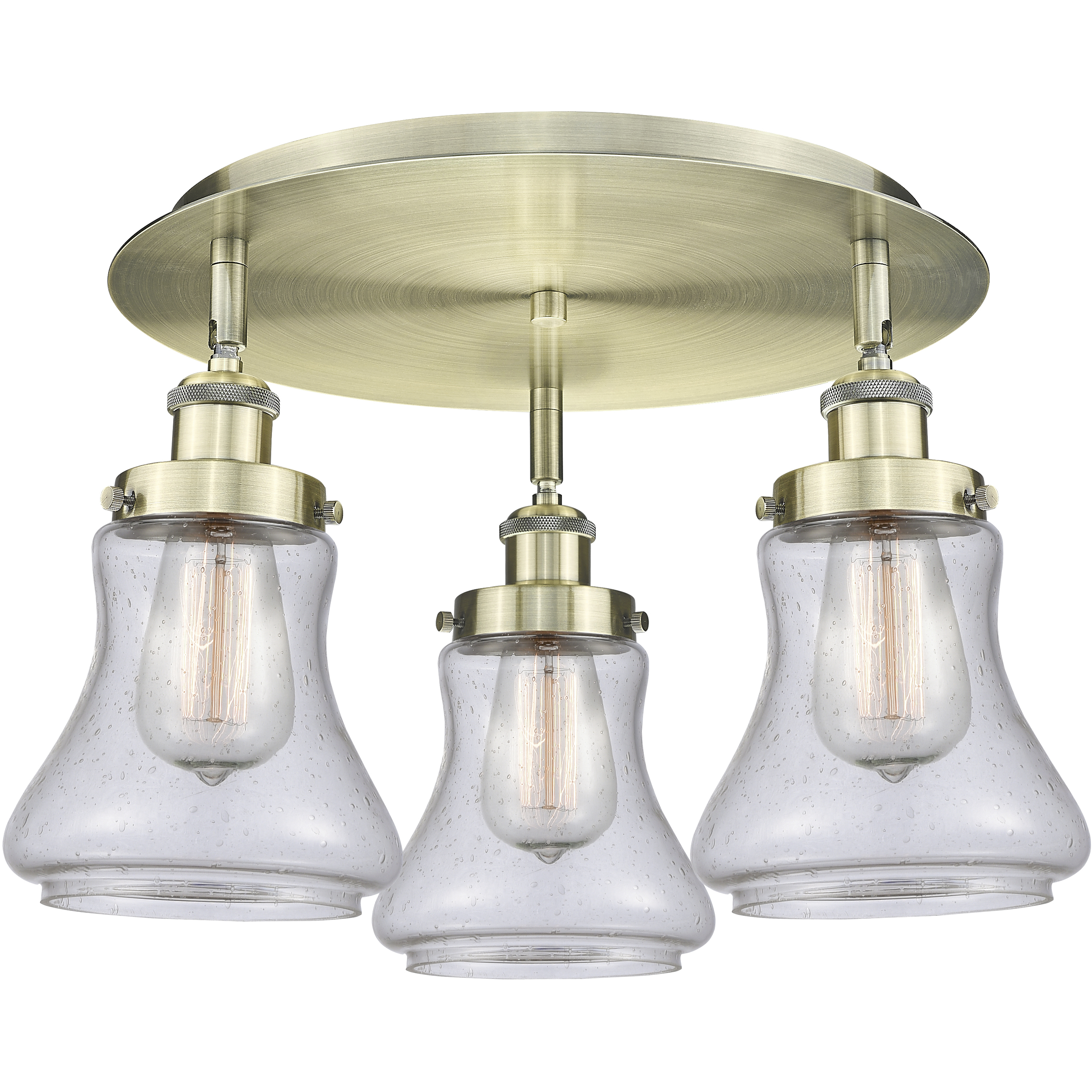 Bellmont 3 Light 17.75 inch Antique Brass Flush Mount Ceiling Light in Seedy