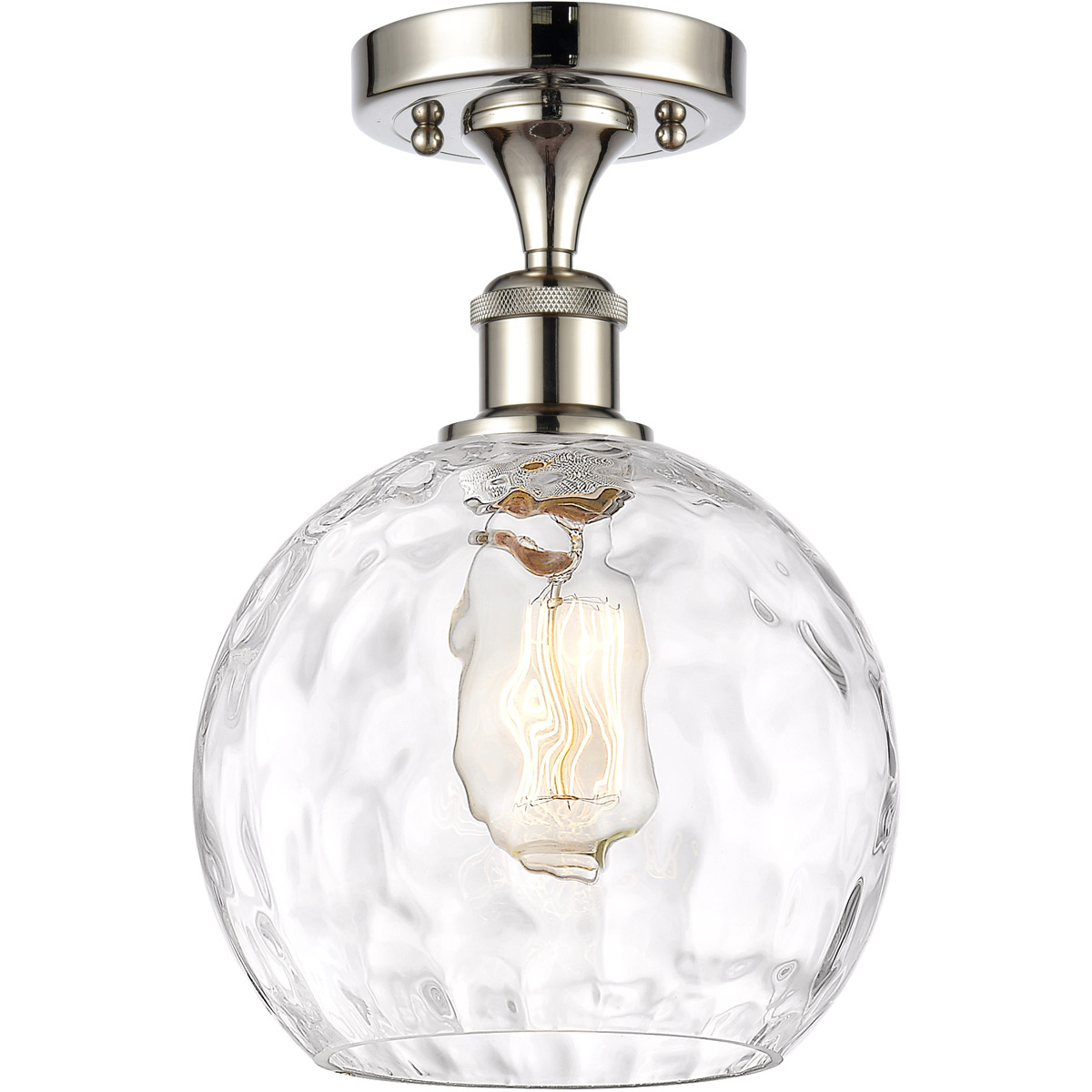 Ballston Athens Water Glass LED 8 inch Polished Nickel Semi-Flush Mount Ceiling Light