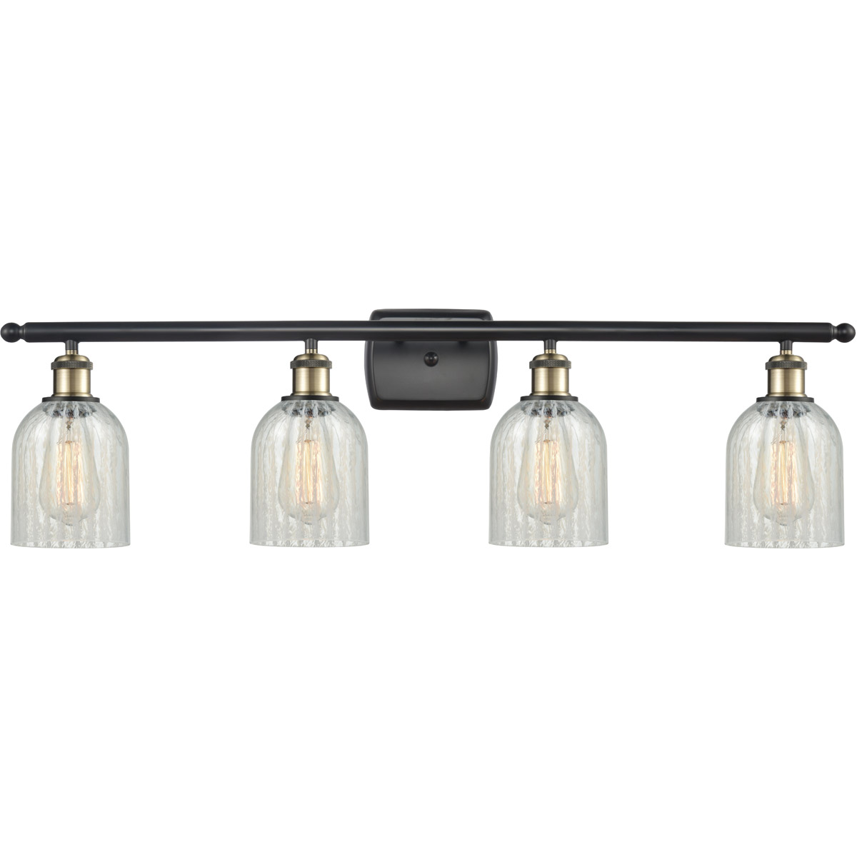 Ballston Caledonia 4 Light 36 inch Black Antique Brass Bath Vanity Light Wall Light in Mouchette Glass, Ballston