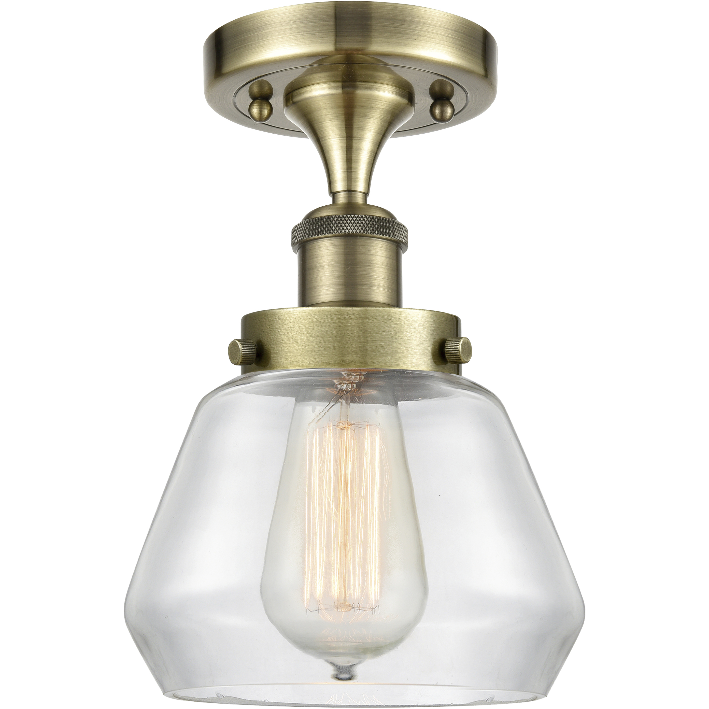 Fulton 1 Light 6.5 inch Antique Brass Semi-Flush Mount Ceiling Light