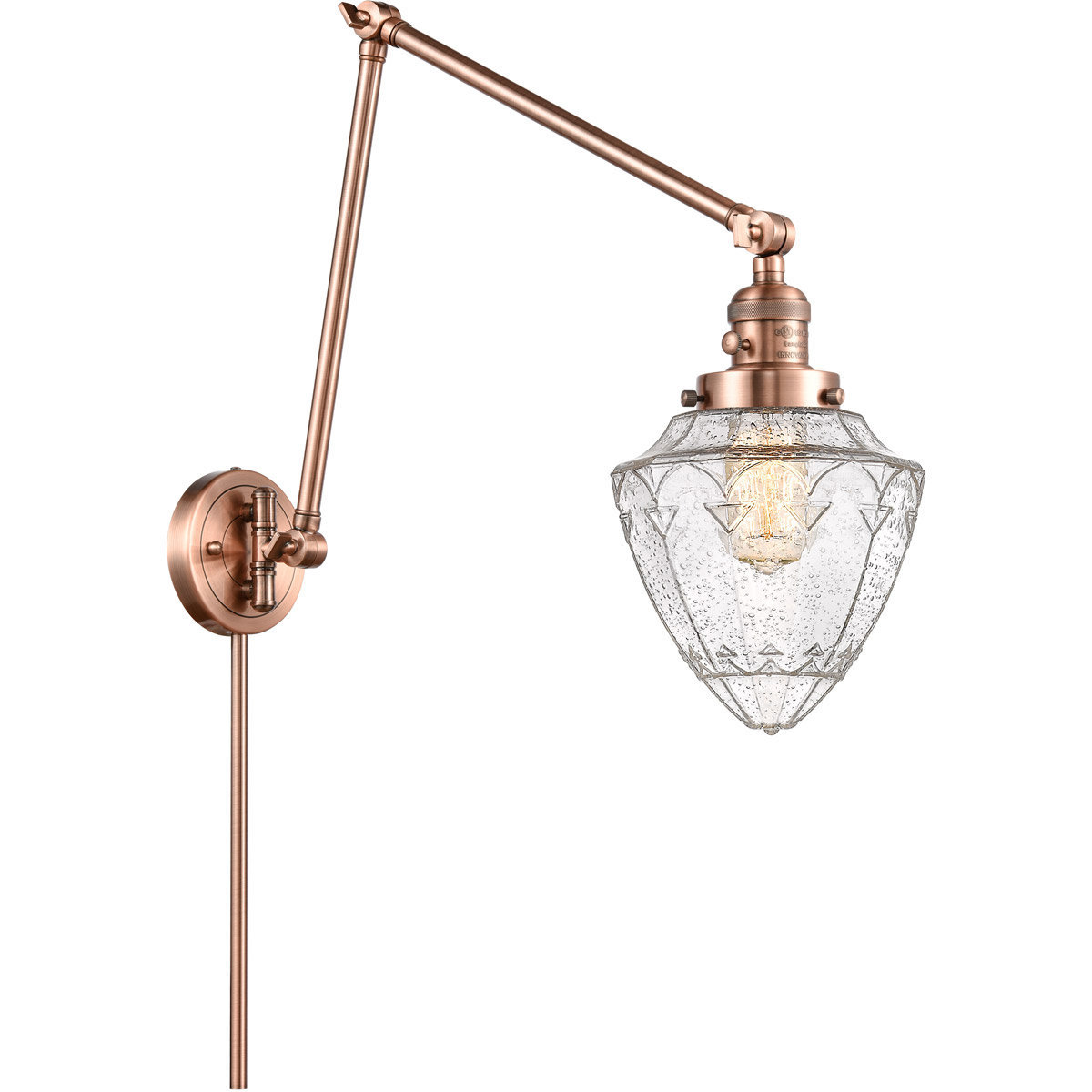 Franklin Restoration Bullet 32 inch 6.00 watt Antique Copper Swing Arm Wall Light