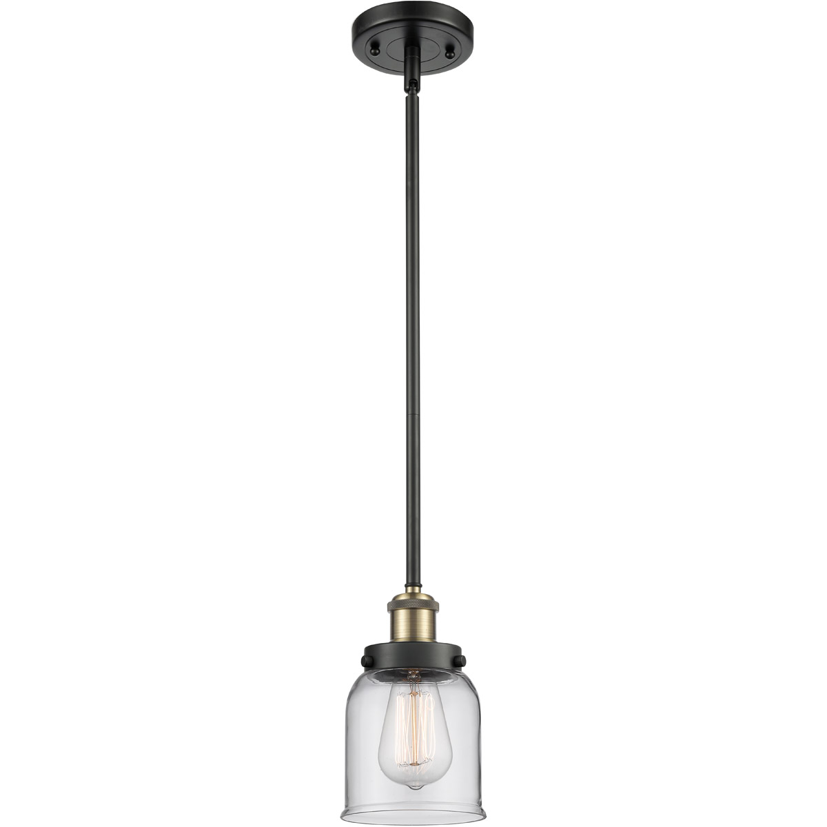 Ballston Small Bell LED 5 inch Black Antique Brass Pendant Ceiling Light in Clear Glass