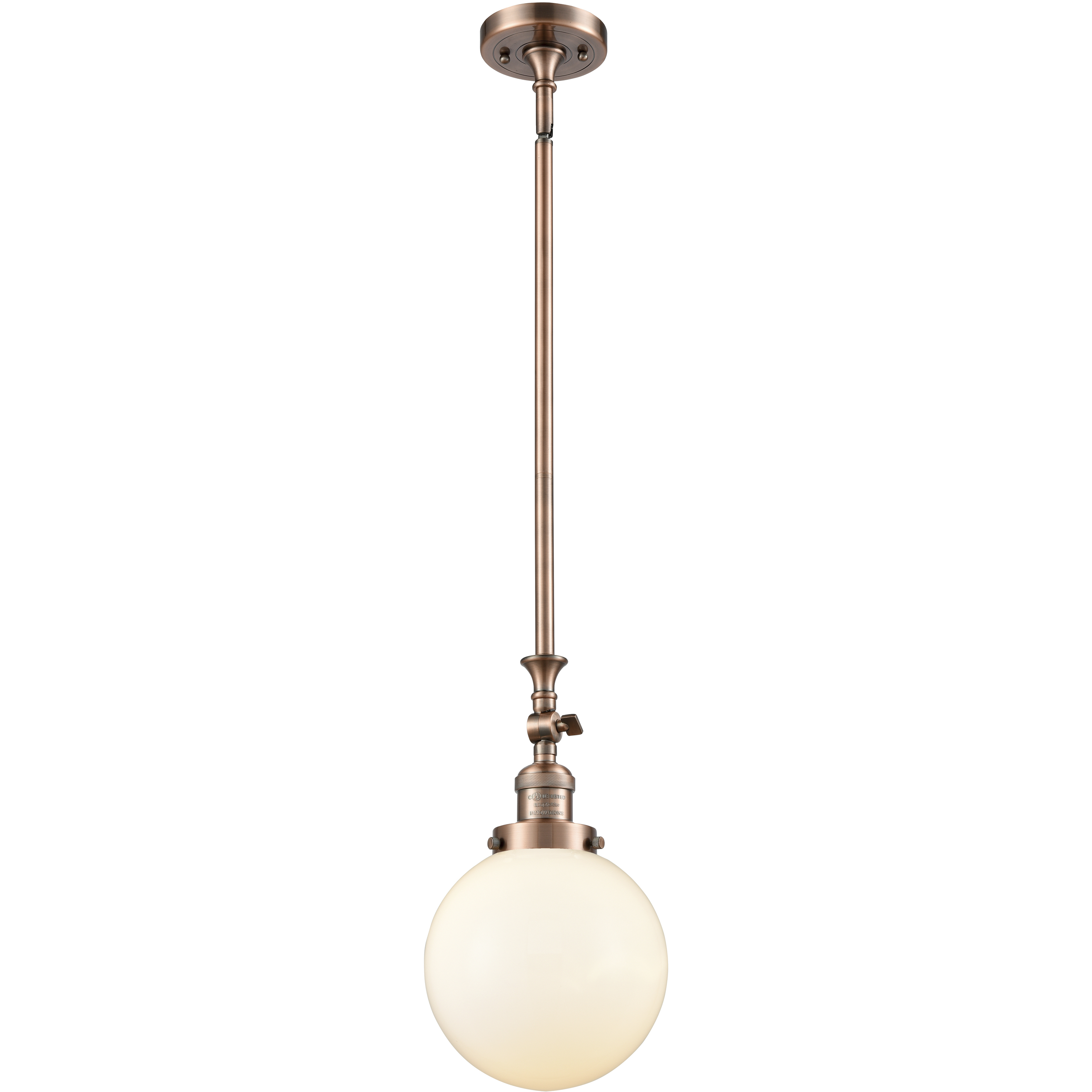 Franklin Restoration Beacon LED 8 inch Antique Copper Mini Pendant Ceiling Light in Matte White, Franklin Restoration